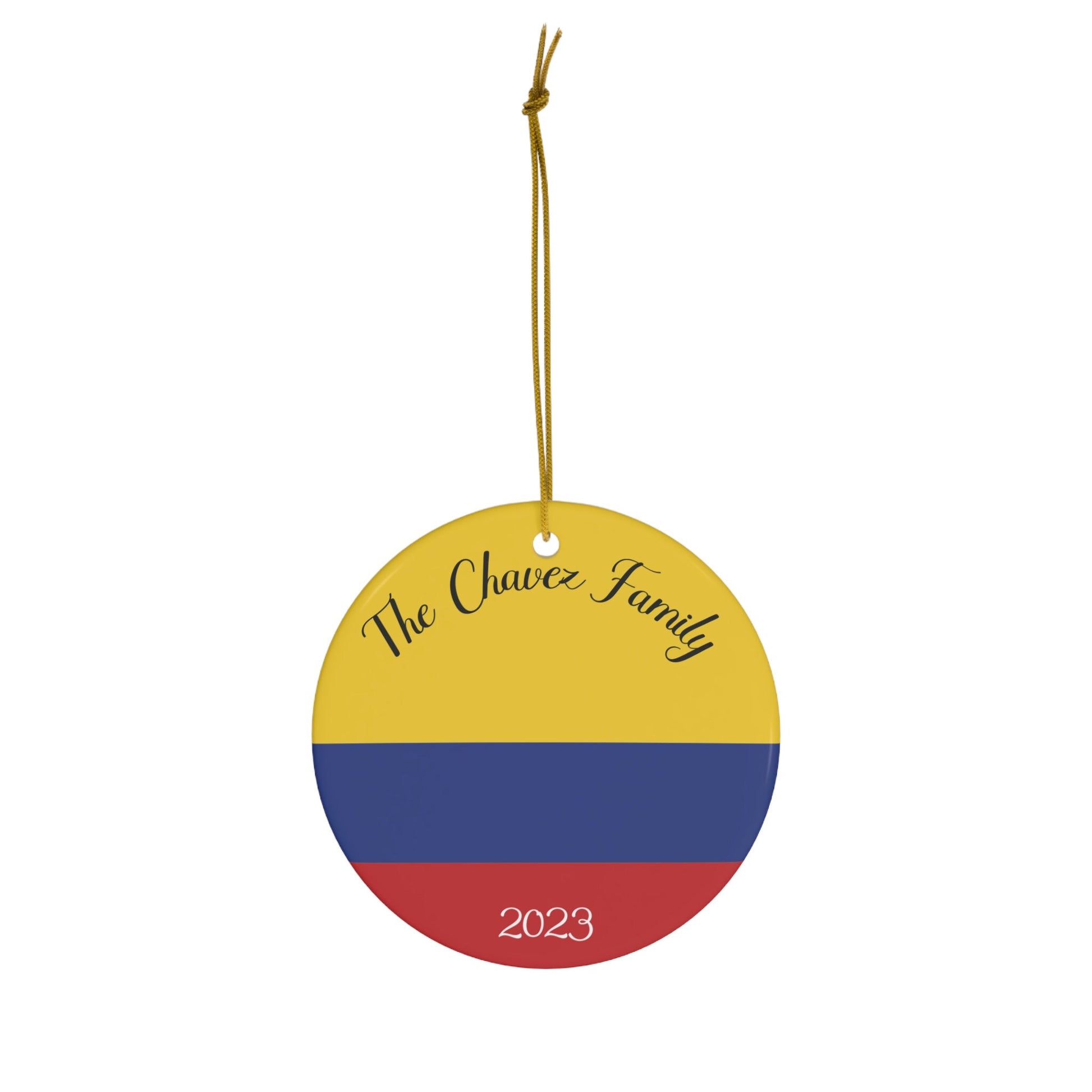 Personalized Colombia Ceramic Ornament, Christmas Decor, Holiday Decoration, Colombian Flag, Bogota, Medellin, South America Travel Gift