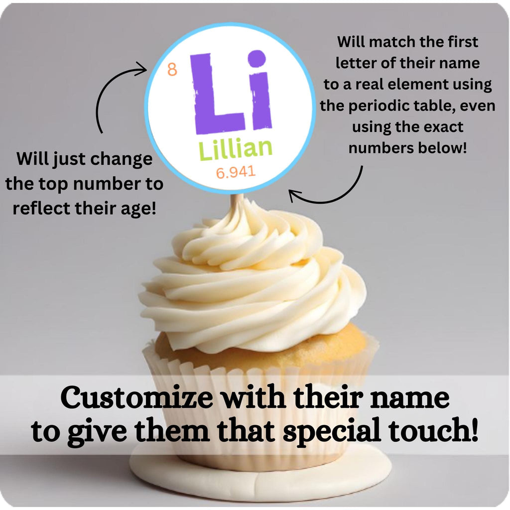 Personalized Science Party Cupcake Toppers, Science Lab Party Supplies, Mad Scientist Birthday Cupcake Toppers