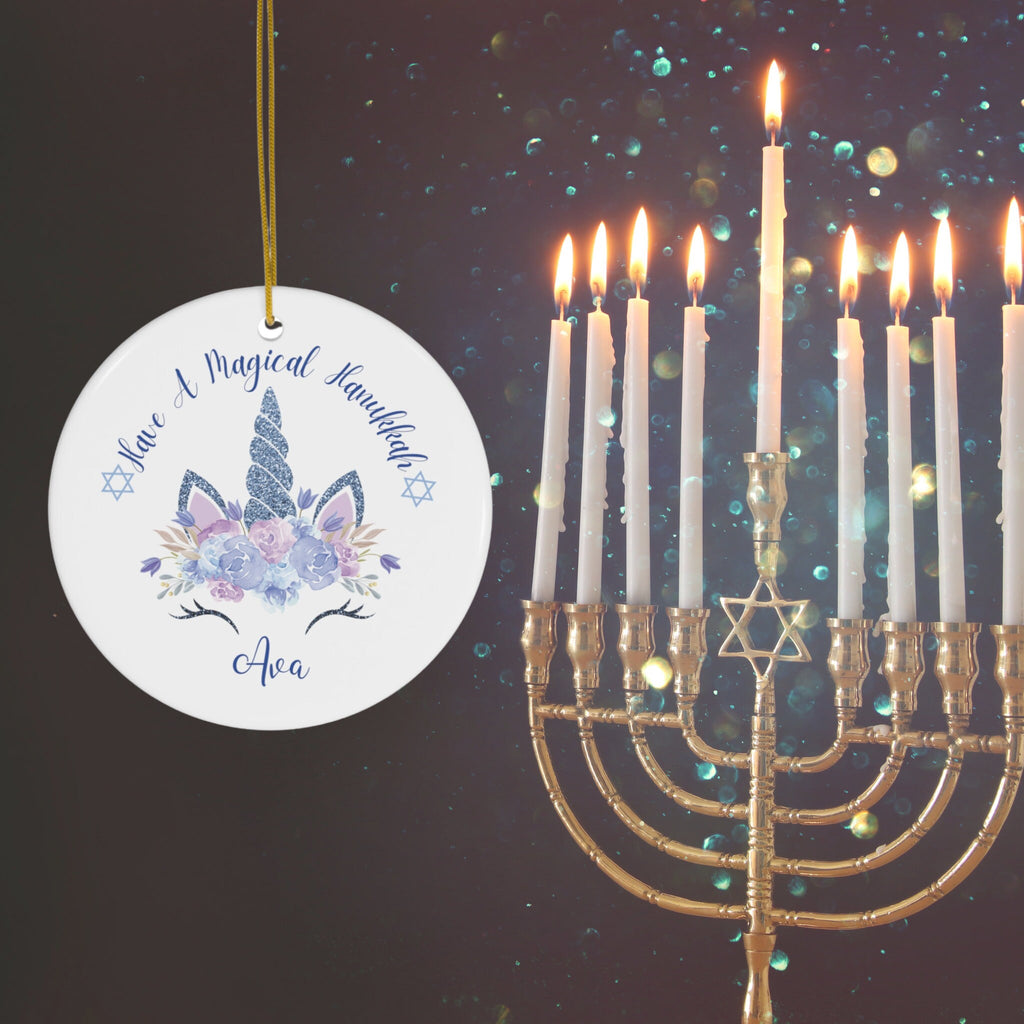 Personalized Hanukkah Ornament, Personalized Unicorn Ornament, Hanukkah 2023 Ornament, Chanukkah Gifts, Custom Jewish Ornament, Jewish Gift