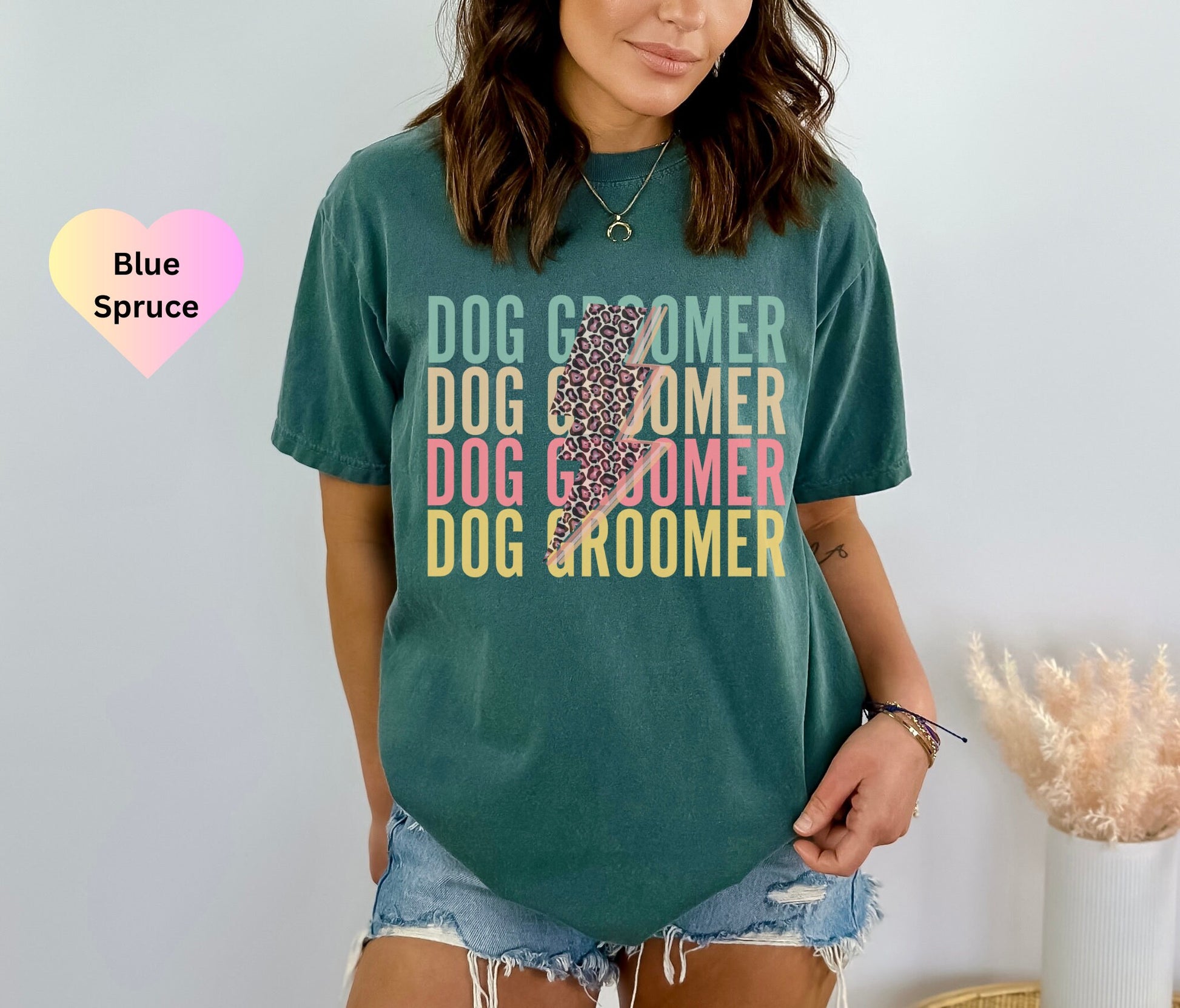 Comfort Colors Dog Groomer Tee, Retro Dog Groomer Lightning Bolt Shirt, Dog Groomer Gift, Womens Dog Grooming Tee,Vintage Dog Grooming Crew