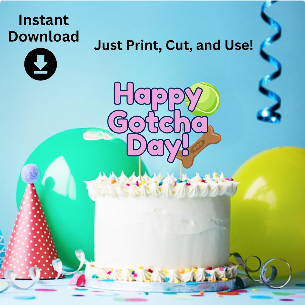 Dog Birthday Cake Topper, Dog Birthday Party, Pet Birthday Celebration, Dog Pawty, Birthday Cake for Dogs, Instant Gotcha Day Cake Topper