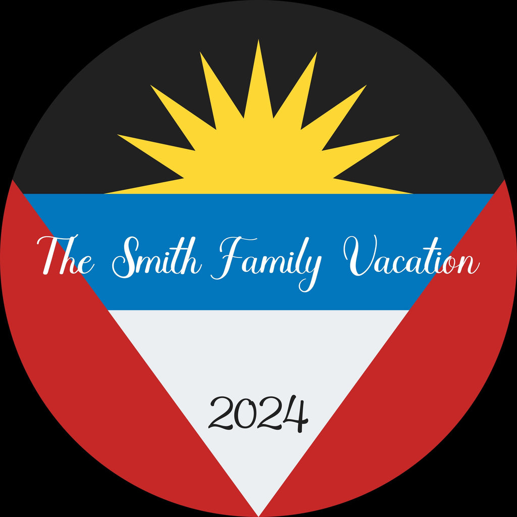 Personalized Antigua & Barbuda Ceramic Ornament, Holiday Decorations, Antigua and Barbuda Flag, Caribbean, World Travel, Vacation Souvenir