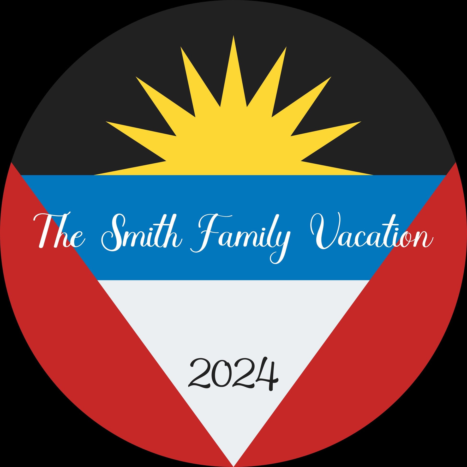 Personalized Antigua & Barbuda Ceramic Ornament, Holiday Decorations, Antigua and Barbuda Flag, Caribbean, World Travel, Vacation Souvenir