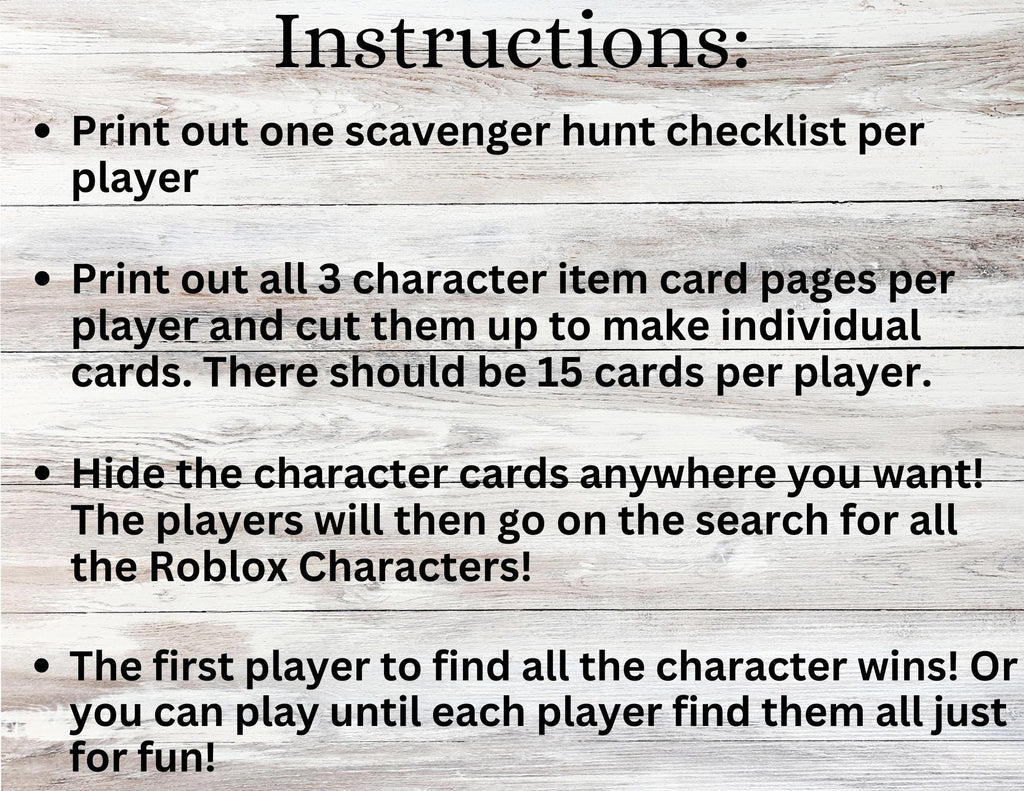 Roblox Inspired Scavenger Hunt Game, Printable Gamer Scavenger Hunt, Roblox Party, Roblox Inspired Treasure Hunt