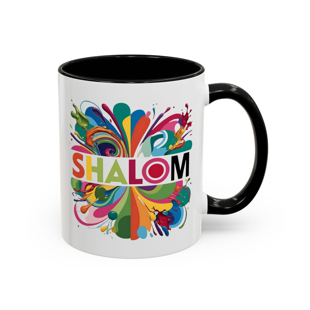 Paint Splatter Shalom Coffee Mug, Jewish Gift, Peaceful Hebrew Tea Cup, Colorful Ceramic Judaica, Hanukkah Kitchen Decor, Birthday Present