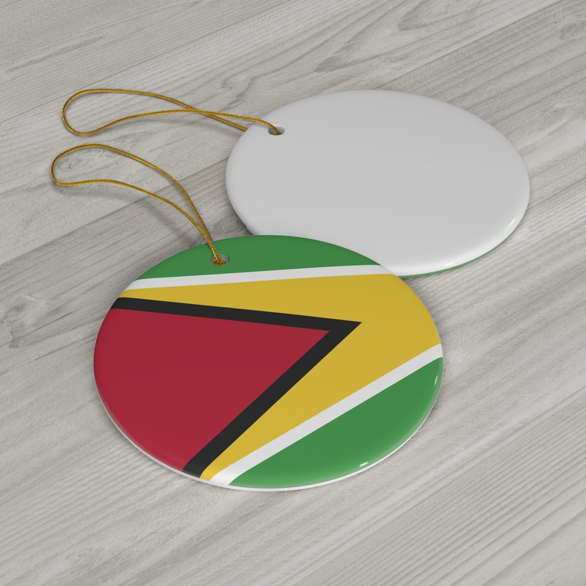 Personalized Guyana Ceramic Christmas Ornament Guyanese Flag Inspired Porcelain Gift Holiday Decoration World Heritage Travel Themed Guyana