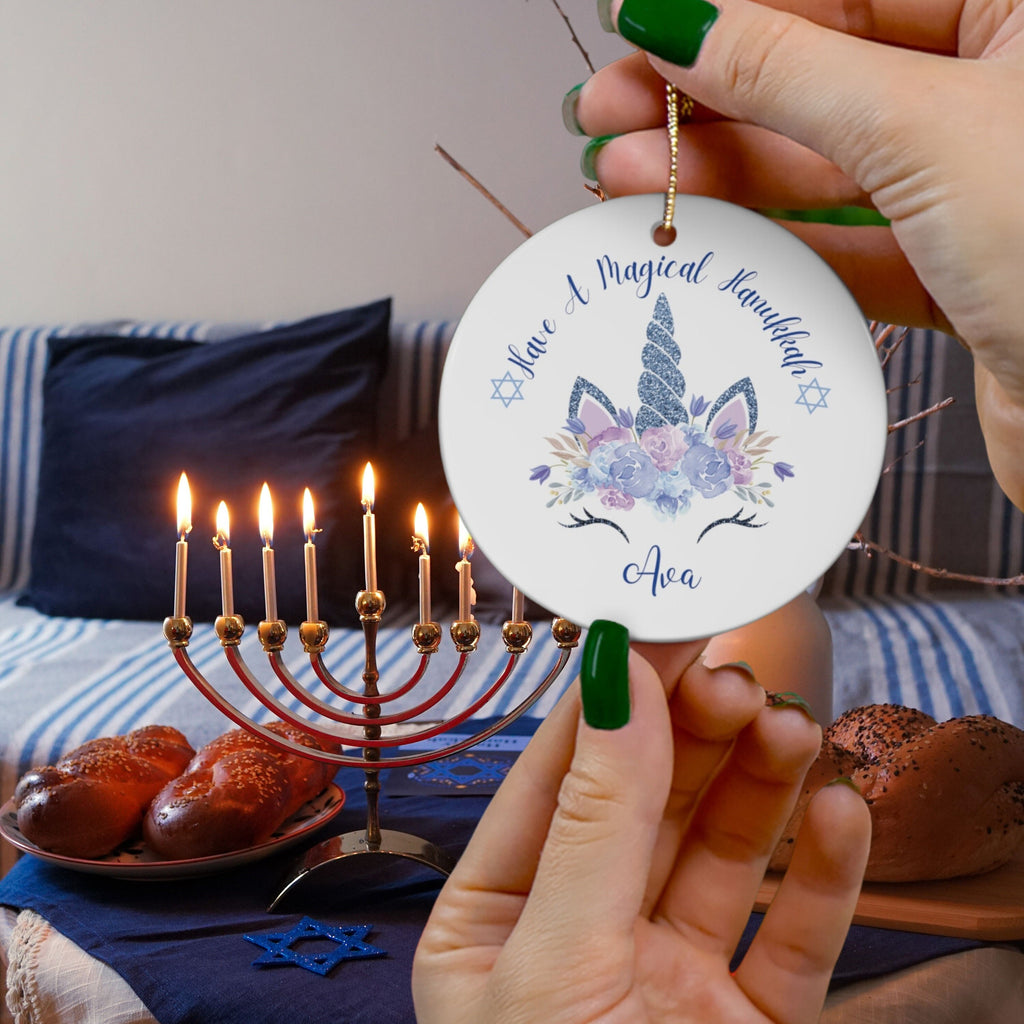 Personalized Hanukkah Ornament, Personalized Unicorn Ornament, Hanukkah 2023 Ornament, Chanukkah Gifts, Custom Jewish Ornament, Jewish Gift