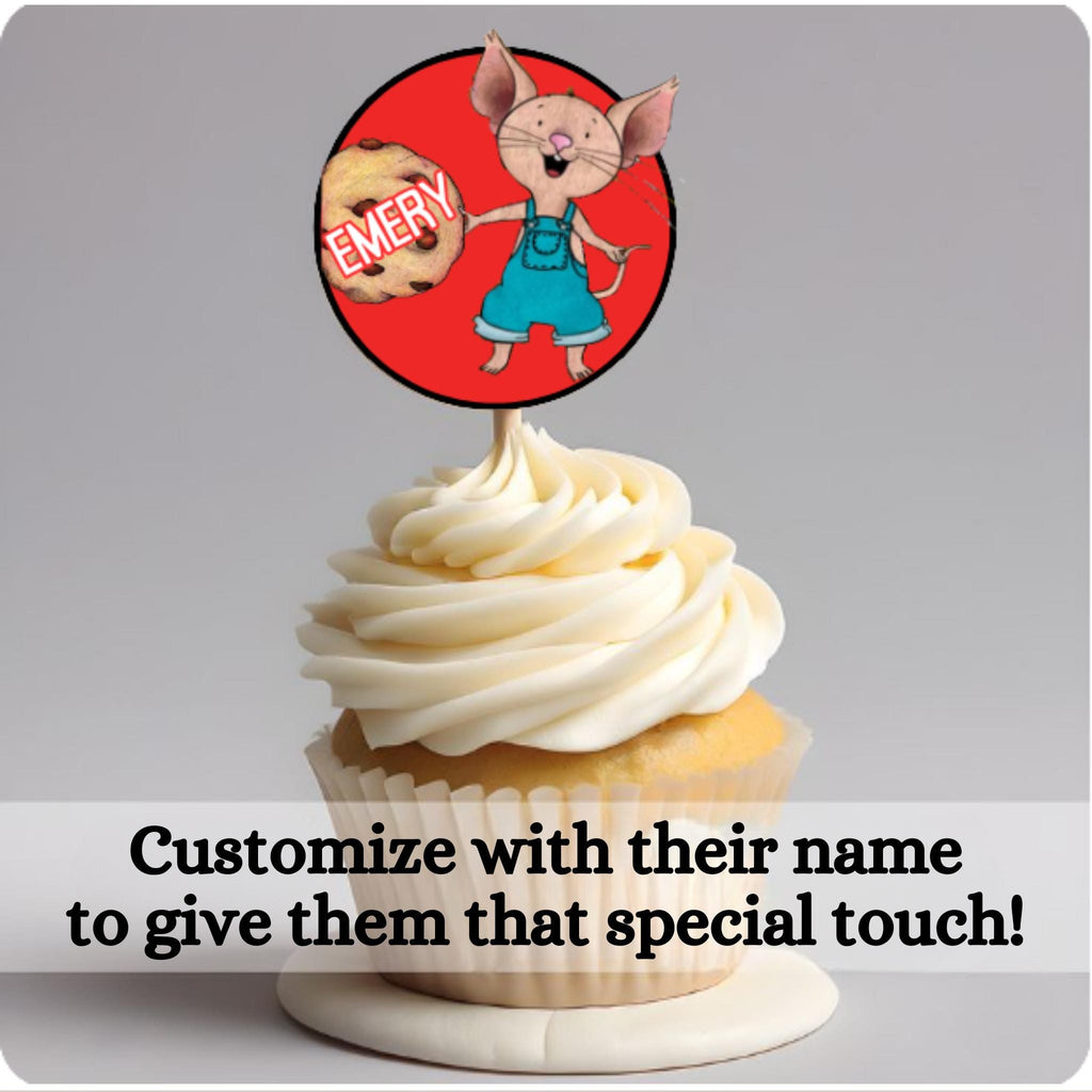 Personalized Give Mouse A Cookie Cupcake Toppers, Give A Mouse A Cookie Storybook Party Theme Decoration