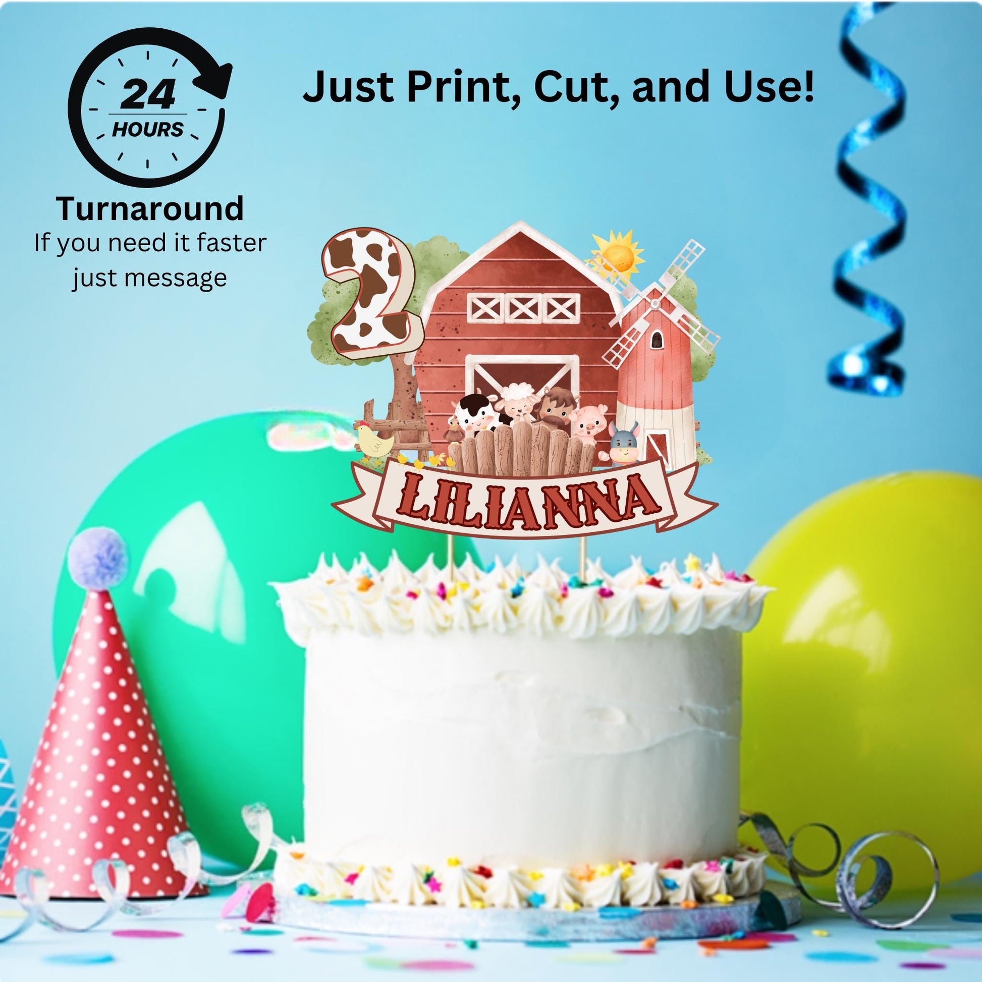 Personalized Farm Animal Birthday Cake Topper, Barnyard Birthday Cake Topper