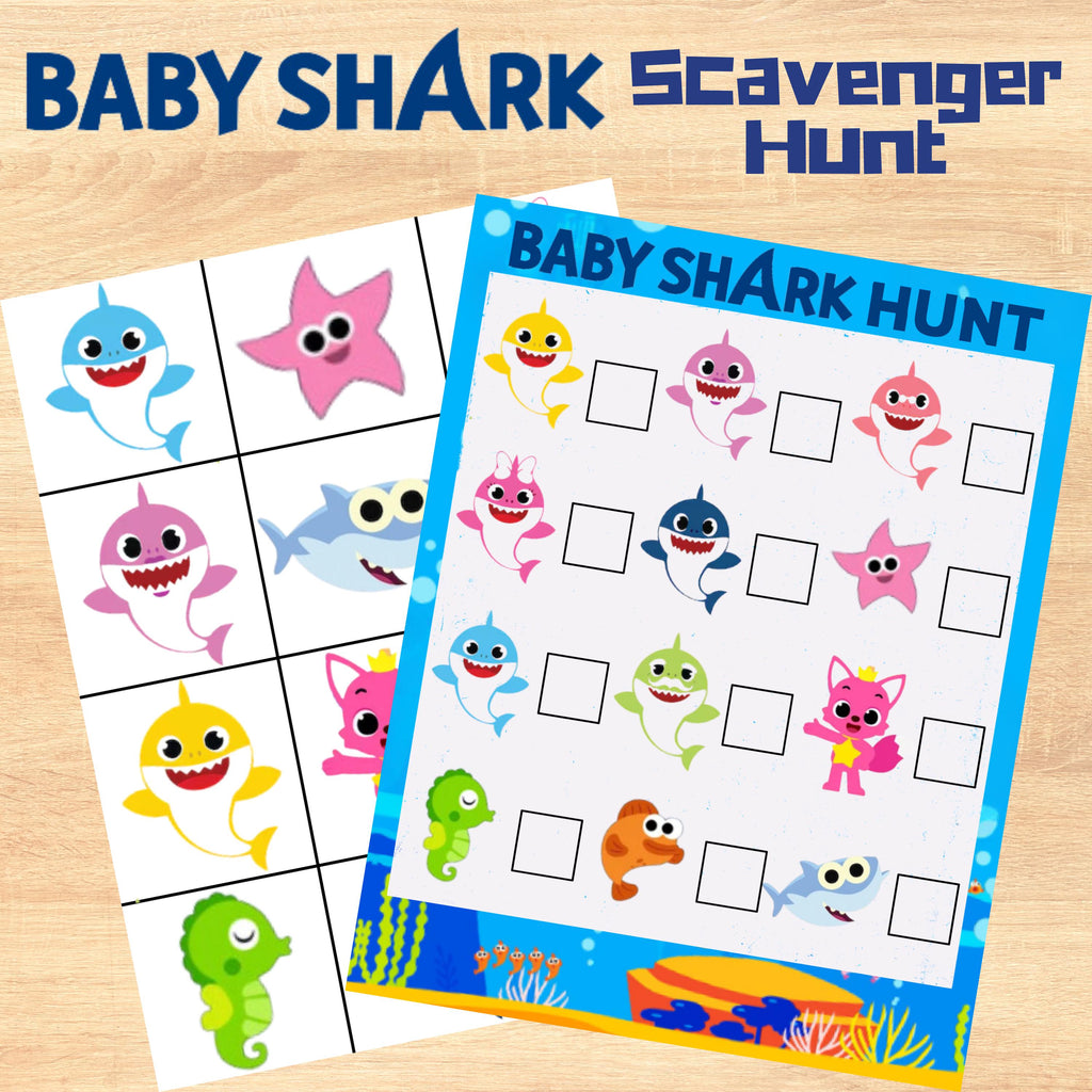 Baby Shark Scavenger Hunt Game, Shark Birthday Party Game, Printable Baby Shark Treasure Hunt Game, Shark Party Favor, Instant Download Shark