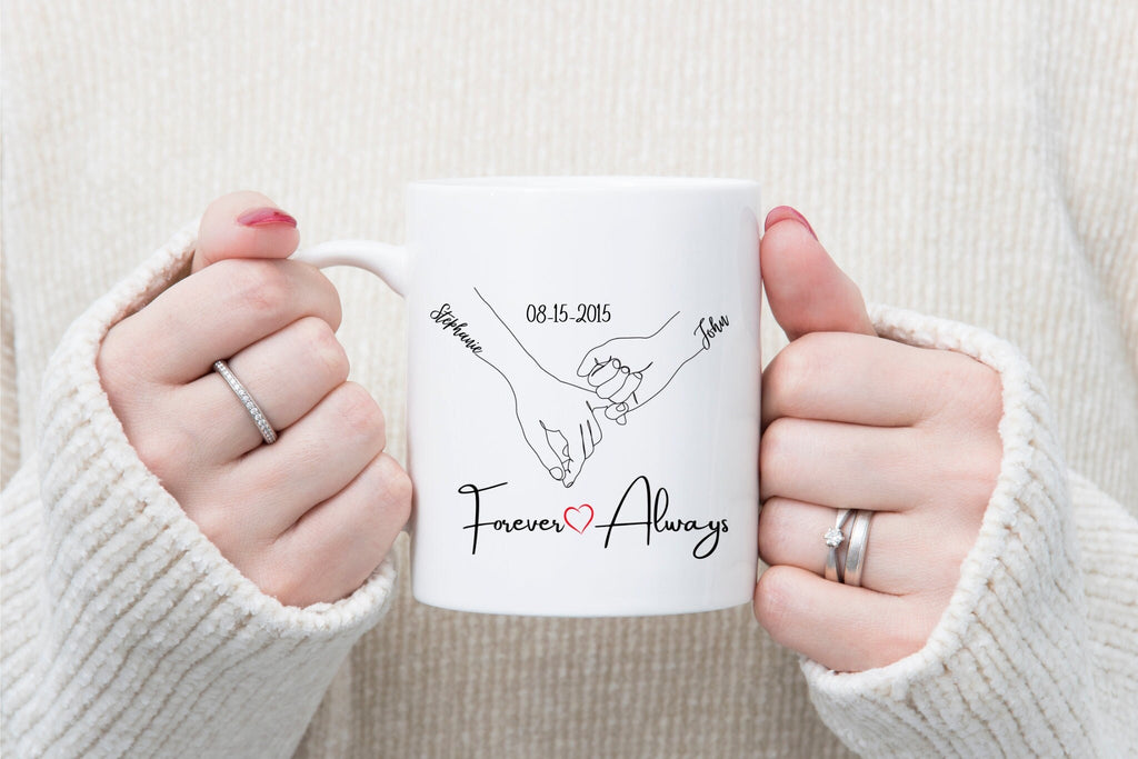 Personalized Pinky Promise Holding Hands Mug, Valentines Mug, Valentines Gift for Her, Gift for Him, Anniversary Gift, Custom Couples Gift