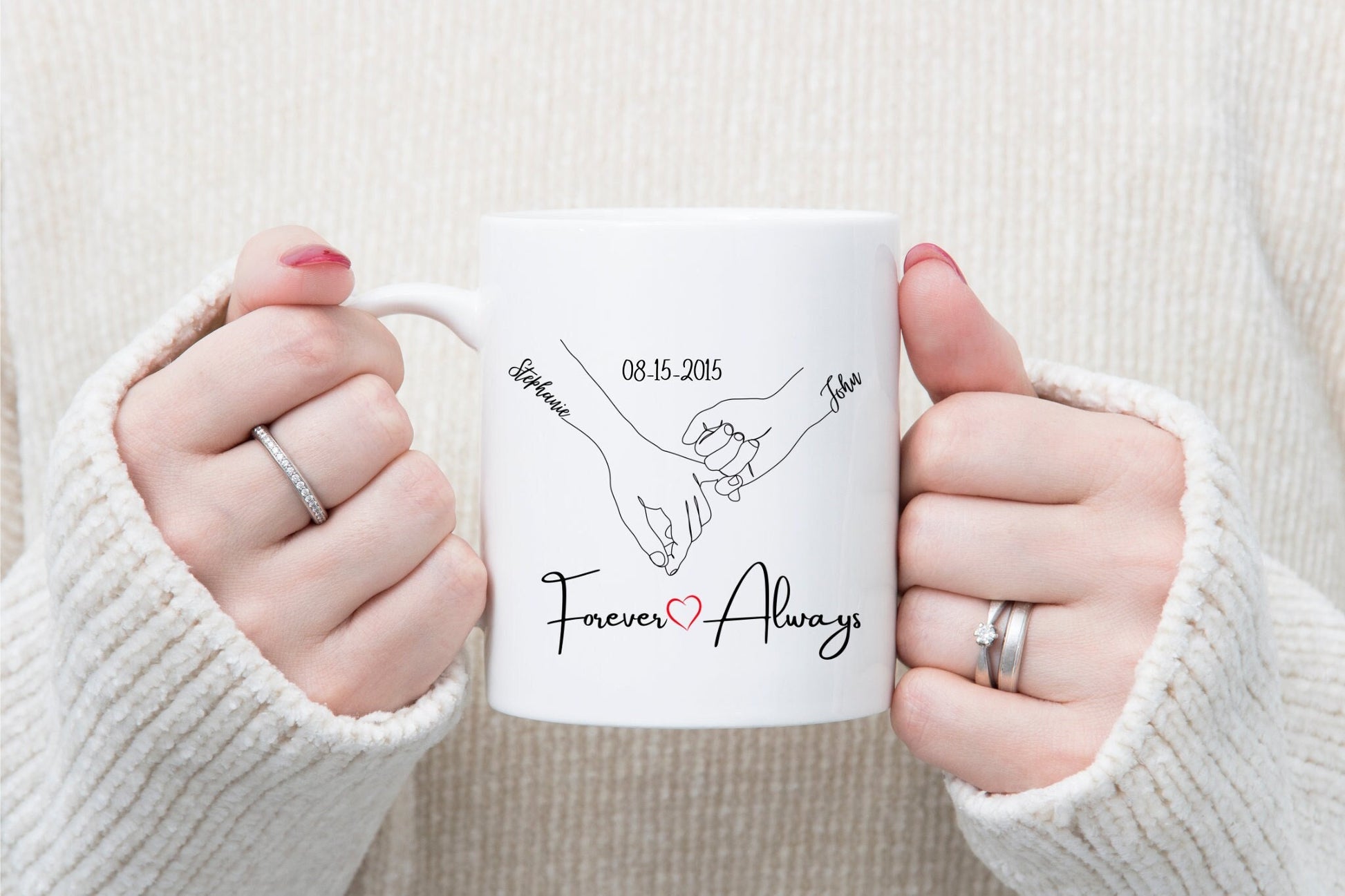 Personalized Pinky Promise Holding Hands Mug, Valentines Mug, Valentines Gift for Her, Gift for Him, Anniversary Gift, Custom Couples Gift