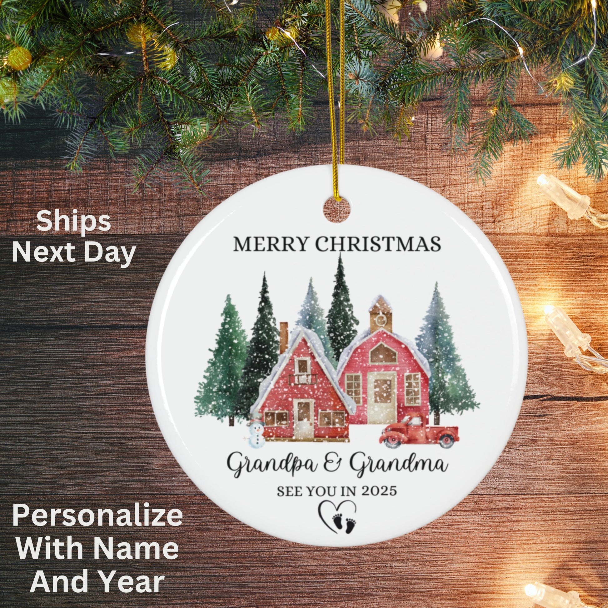 Custom Promoted to Grandparents Ornament, Christmas Ornament, Pregnancy Announcement, Reveal to Grandparents, New Baby Announcement Ornament