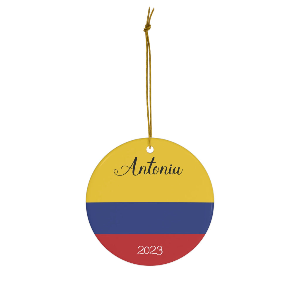 Personalized Colombia Ceramic Ornament, Christmas Decor, Holiday Decoration, Colombian Flag, Bogota, Medellin, South America Travel Gift