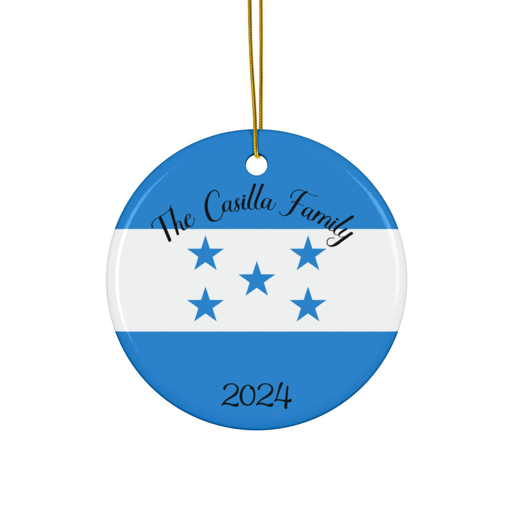 Personalized Honduras Flag Ornament, Honduran Flag Souvenir, Latin America, World Travel, Gift, Custom Honduran Gift, Blue White Stars Flag