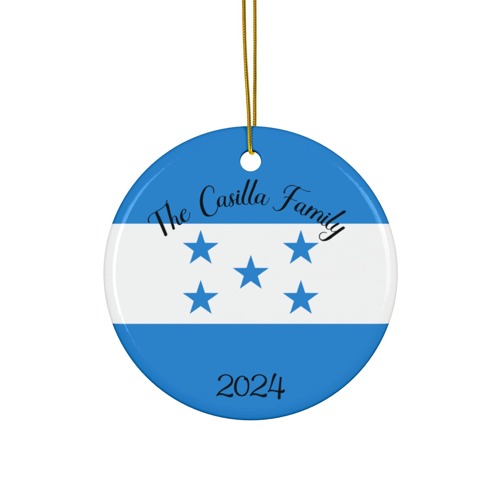 Personalized Honduras Flag Ornament, Honduran Flag Souvenir, Latin America, World Travel, Gift, Custom Honduran Gift, Blue White Stars Flag