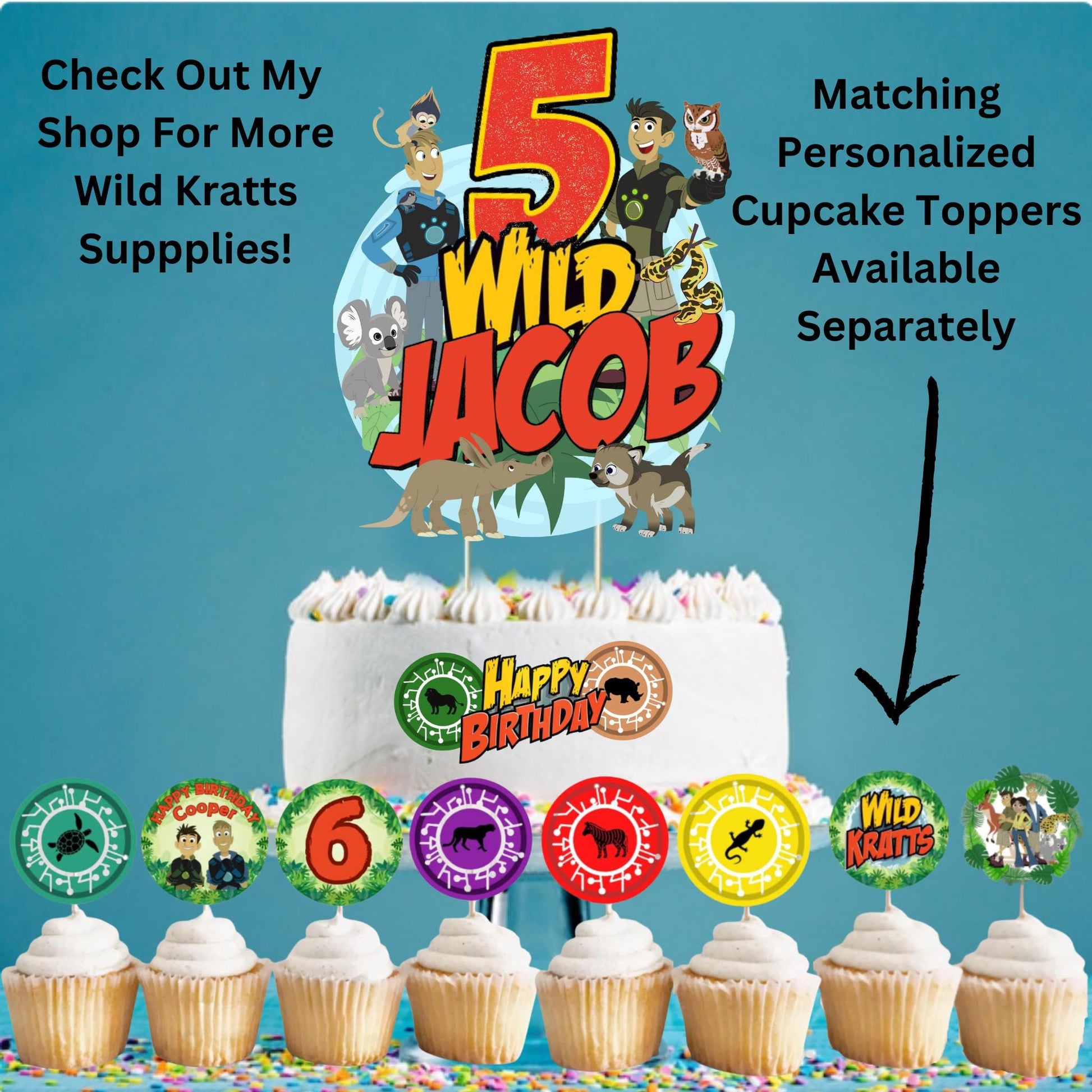 Personalized Printable Wild Kratts Cake Topper, Wild Kratts Party Decoration