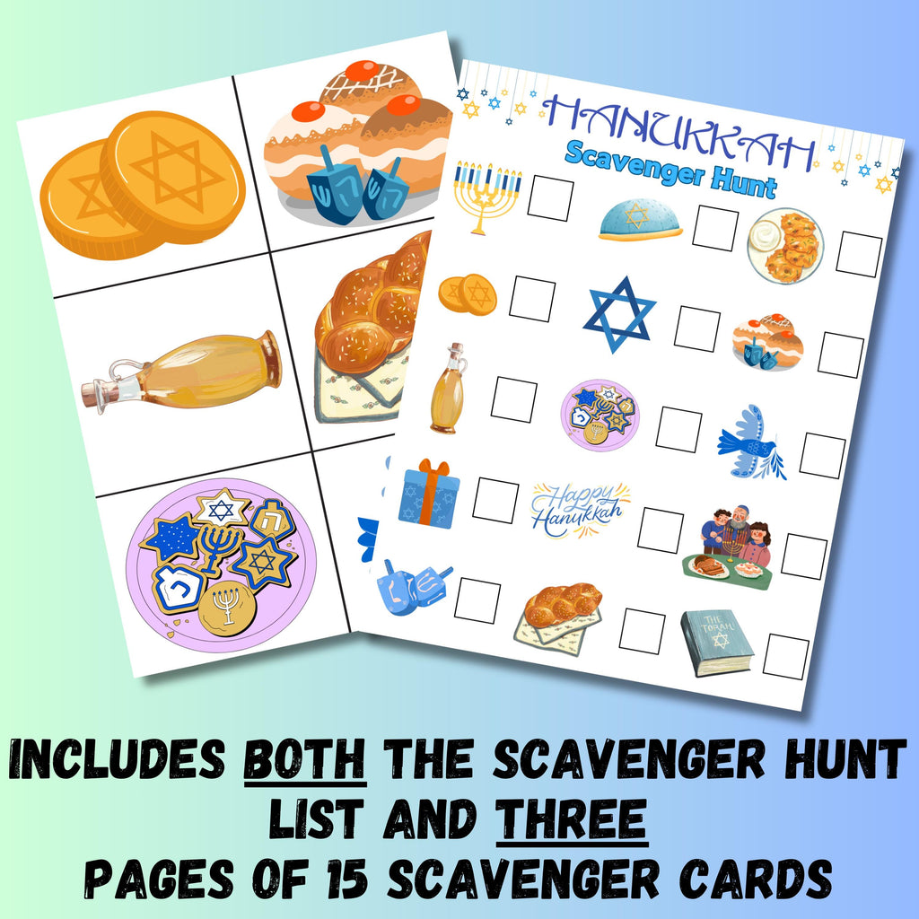 Chanukkah Scavenger Hunt, Hanukkah Games, Jewish Holiday Party Game, Kids Hanukkah Scavenger Hunt Game