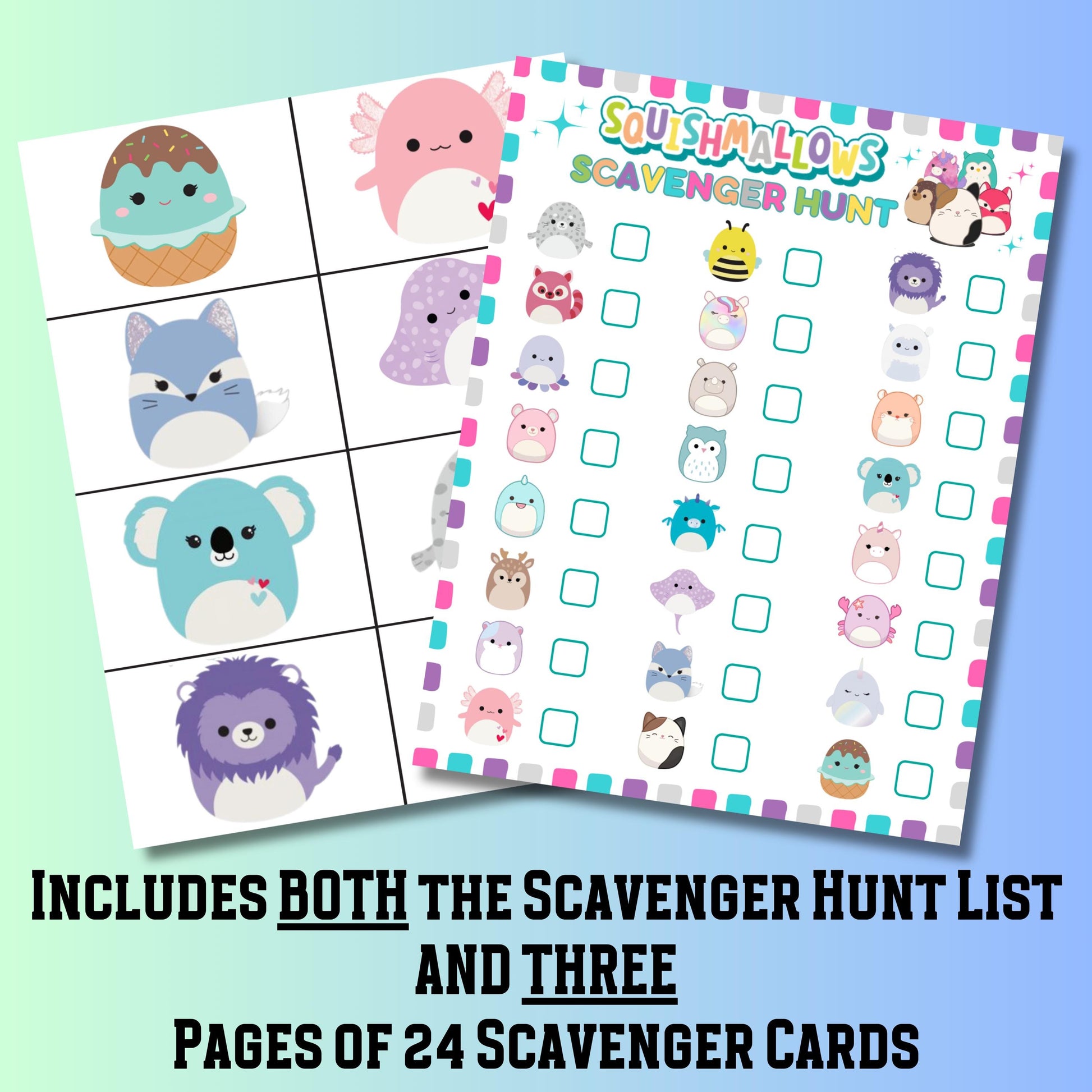 Squishmallow Scavenger Hunt, Printable Instant Download Squishmallow Scavenger Hunt Game, Squish Plushies Birthday Party Game, Stuffies Game