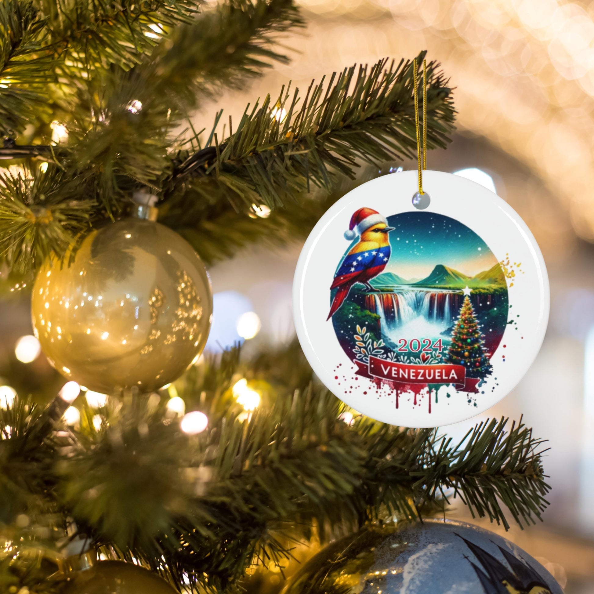 Personalized Venezuela Ornament, Venezuela Christmas Ornament, Venezuela Gift, Venezuela Flag Souvenir, Bird Christmas Ornament, Honeymoon