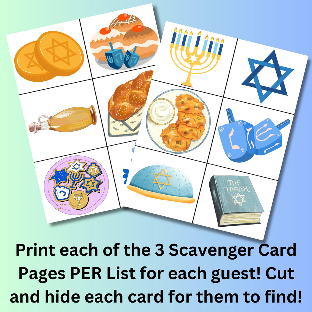 Chanukkah Scavenger Hunt, Hanukkah Games, Jewish Holiday Party Game, Kids Hanukkah Scavenger Hunt Game