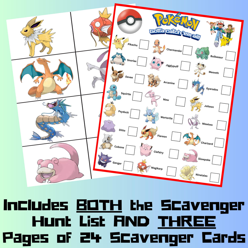 Gotta Catch Them All Pokemon Scavenger Hunt