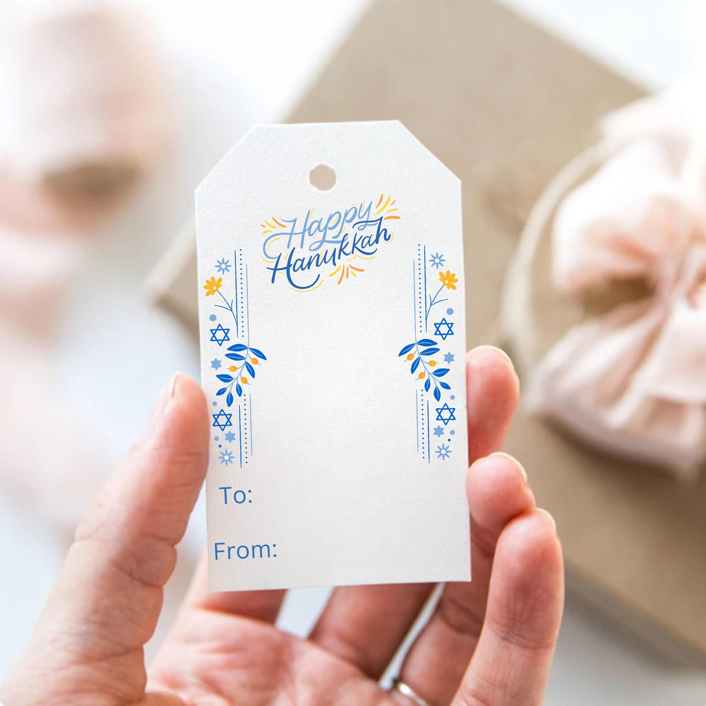 Happy Hanukkah Gift Tag Printable, Set of 18, Menorah Chanukah Tag, Dreidel Tag, Hanukkah Present, Hanukkah Gift Labels, Hanukkah Wrapping