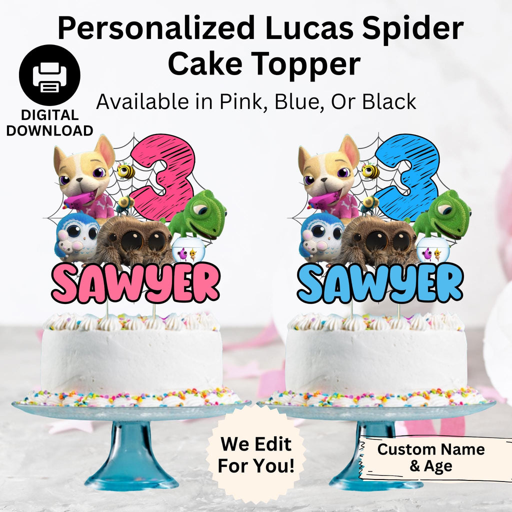Personalized Lucas the Spider Cake Topper, Custom Lucas the Spider & Friends Party Decoration