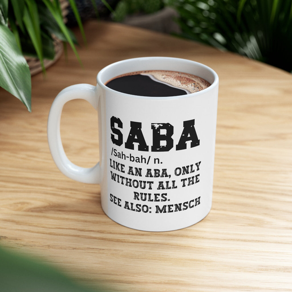 Saba Hebrew Mug, Jewish Symbols Coffee Mug, Saba Meaning Cup, Jewish Grandpa Gift, Grandfather Mug, Jewish Grandpa Hanukkah Gift, Shalom