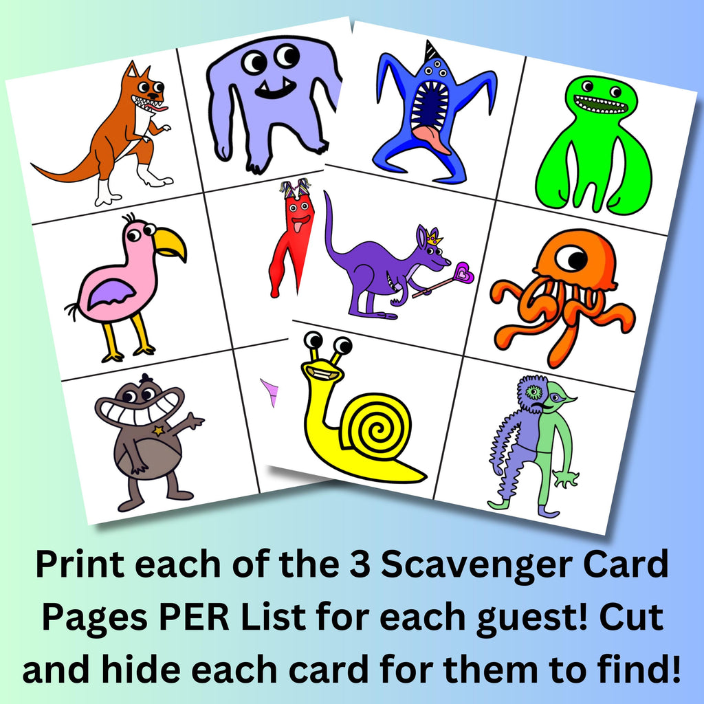 Garten of Banban Inspired Scavenger Hunt, Printable Garten of Banban Birthday Game, Garten of Banban Party Supplies and Decor