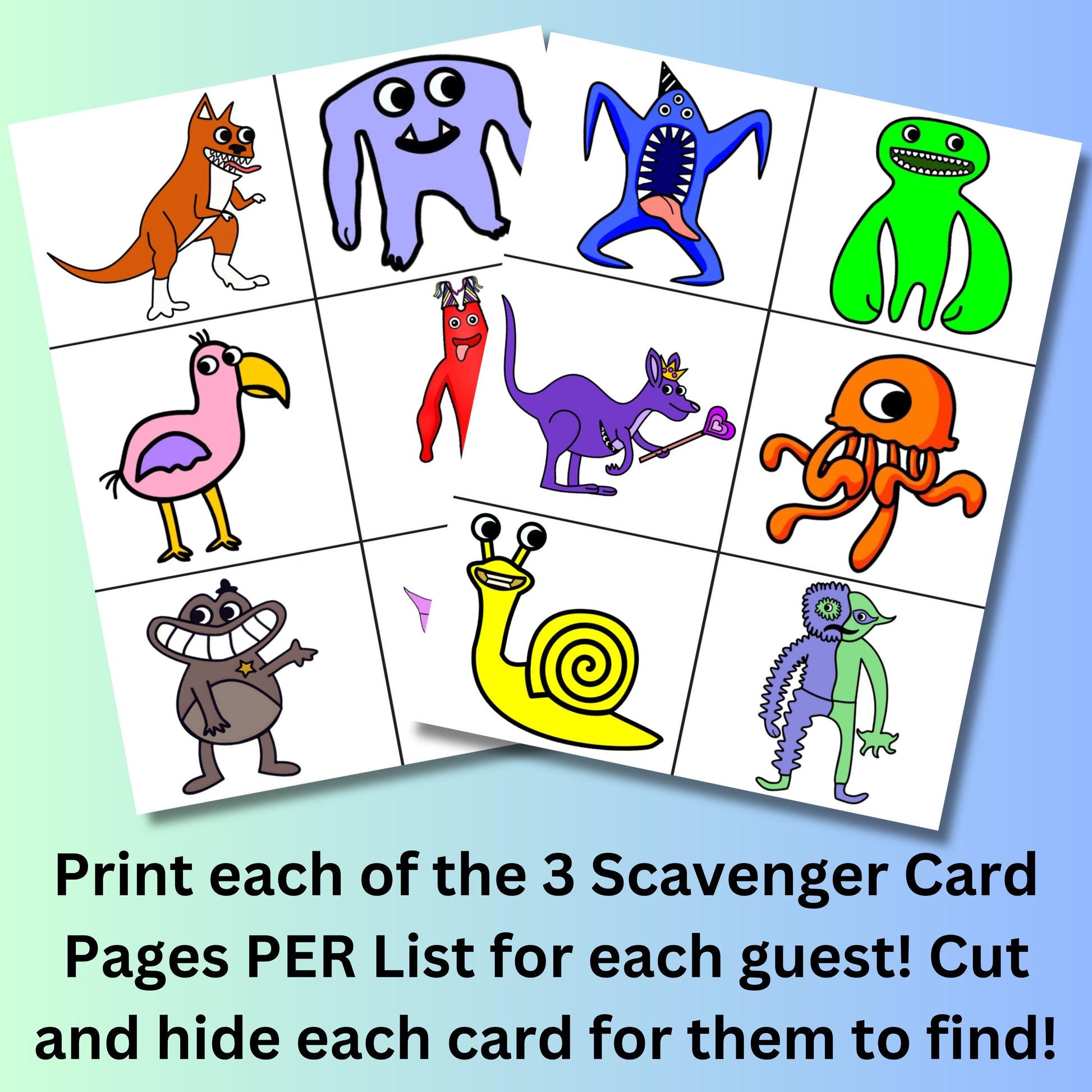 Garten of Banban Inspired Scavenger Hunt, Printable Garten of Banban Birthday Game, Garten of Banban Party Supplies and Decor