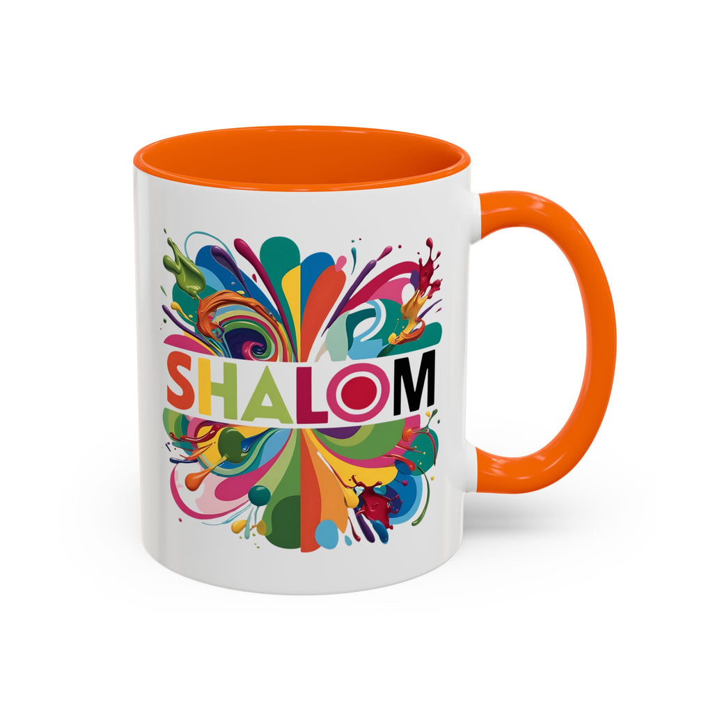Paint Splatter Shalom Coffee Mug, Jewish Gift, Peaceful Hebrew Tea Cup, Colorful Ceramic Judaica, Hanukkah Kitchen Decor, Birthday Present