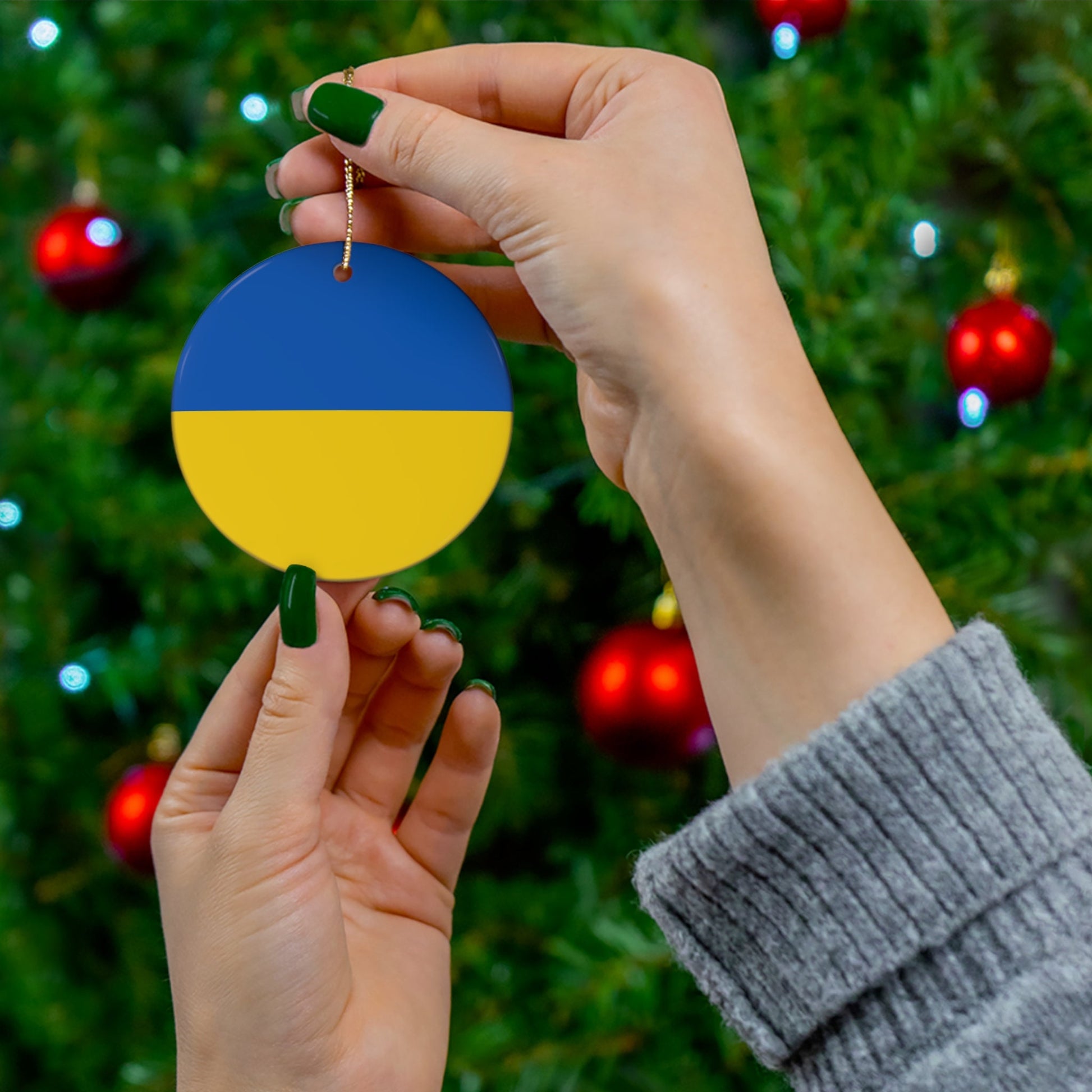 Personalized Ukraine Christmas Ornament Ceramic Ukrainian Flag Inspired Gift Holiday Decoration World Heritage Travel Themed Travel Lover