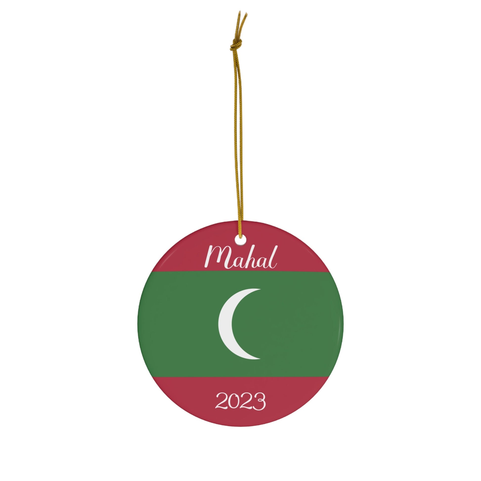 Personalized Maldives Christmas Ornament Ceramic Maldivian Flag Inspired Porcelain Gift Holiday Decoration World Heritage Travel Themed