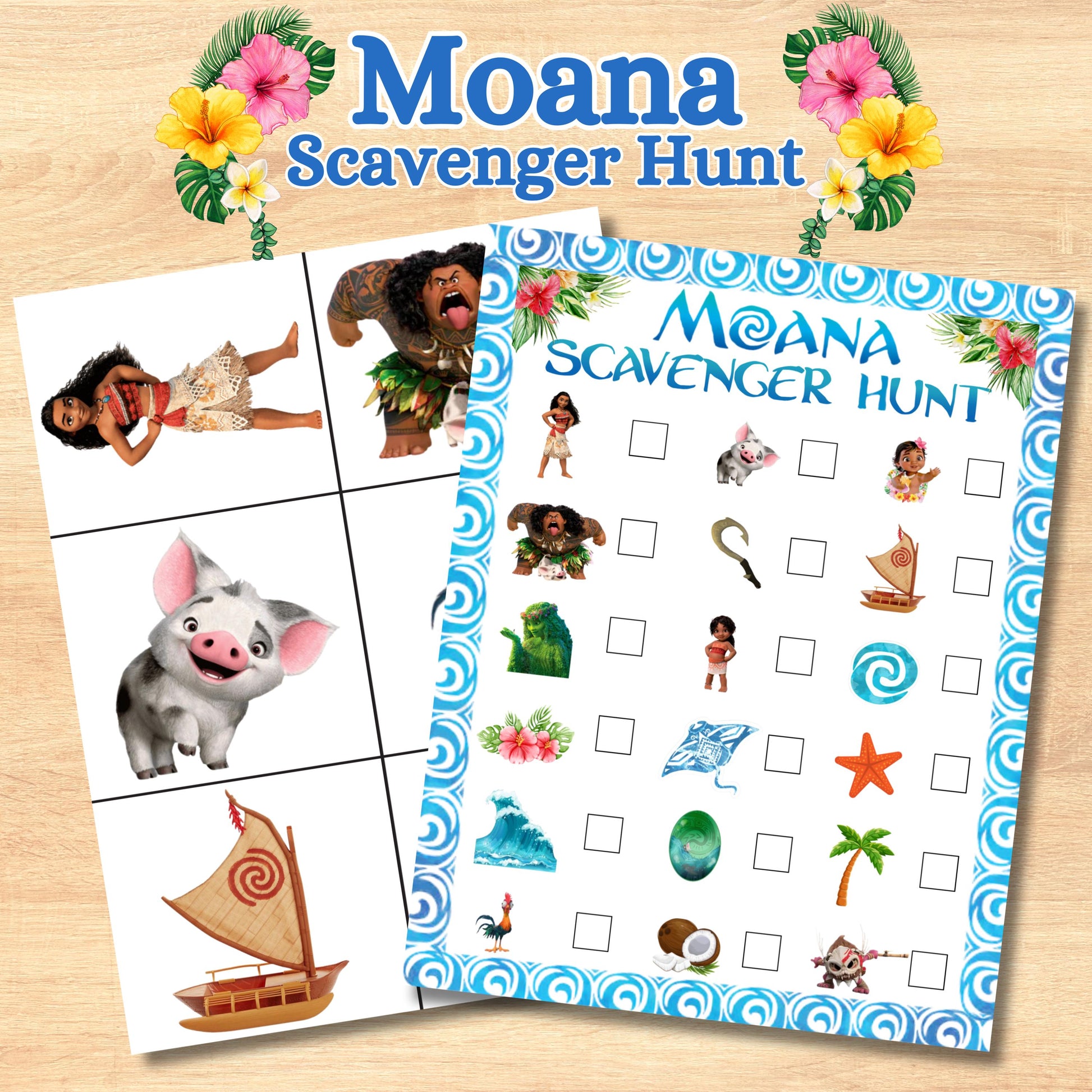 Moana Scavenger Hunt, Moana 2 Themed Birthday Party Game, Hawaiian Party Game, Moana Treasure Hunt, Printable Moana Activity,Moana Party Favor