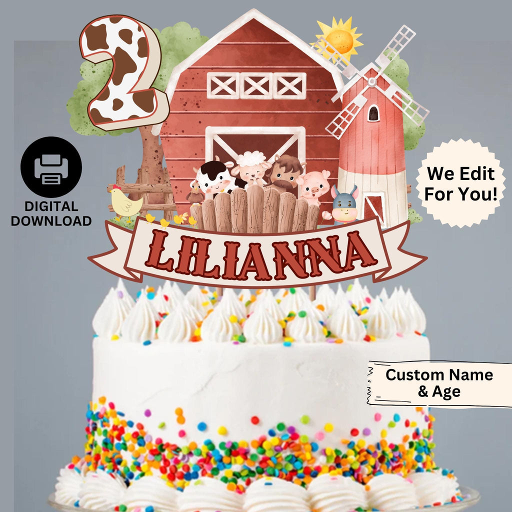 Personalized Farm Animal Birthday Cake Topper, Barnyard Birthday Cake Topper