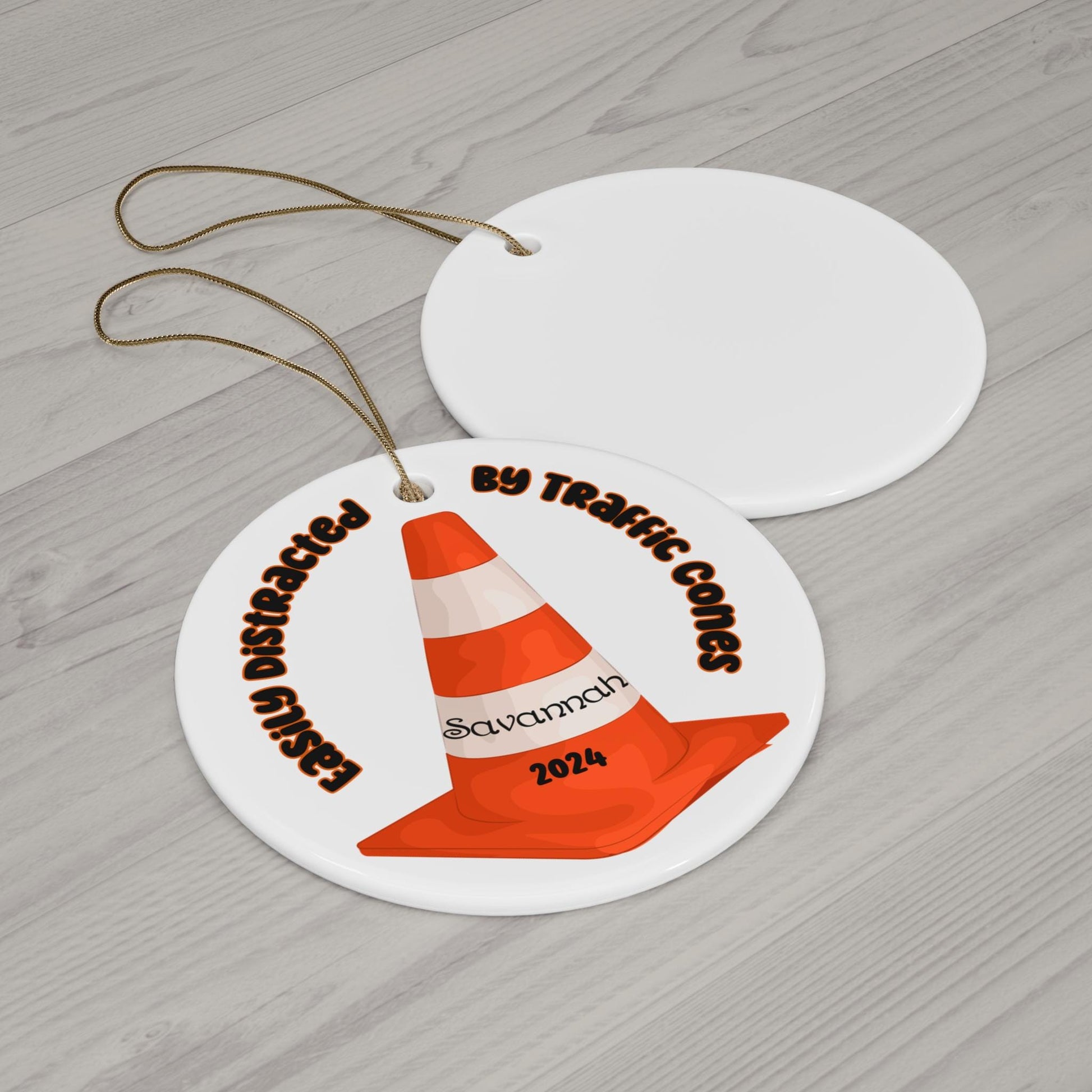 Personalized Traffic Cone Ornament, Easily Distracted By Traffic Cones, Funny Christmas Ornament, Construction Cone Ornament, Teenager Gift