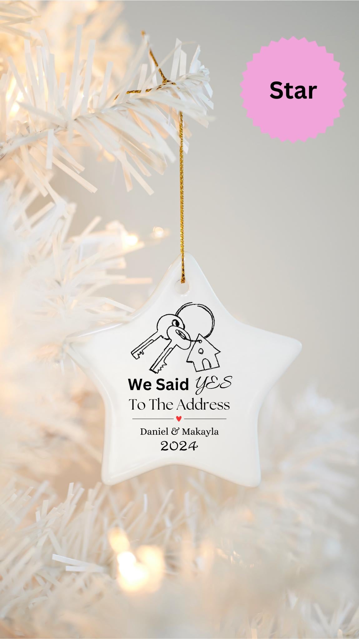 Our First House Christmas Ornament, Personalized Housewarming Gift, Said Yes To The Address Ornament, New House Ornament, Real Estate Gift