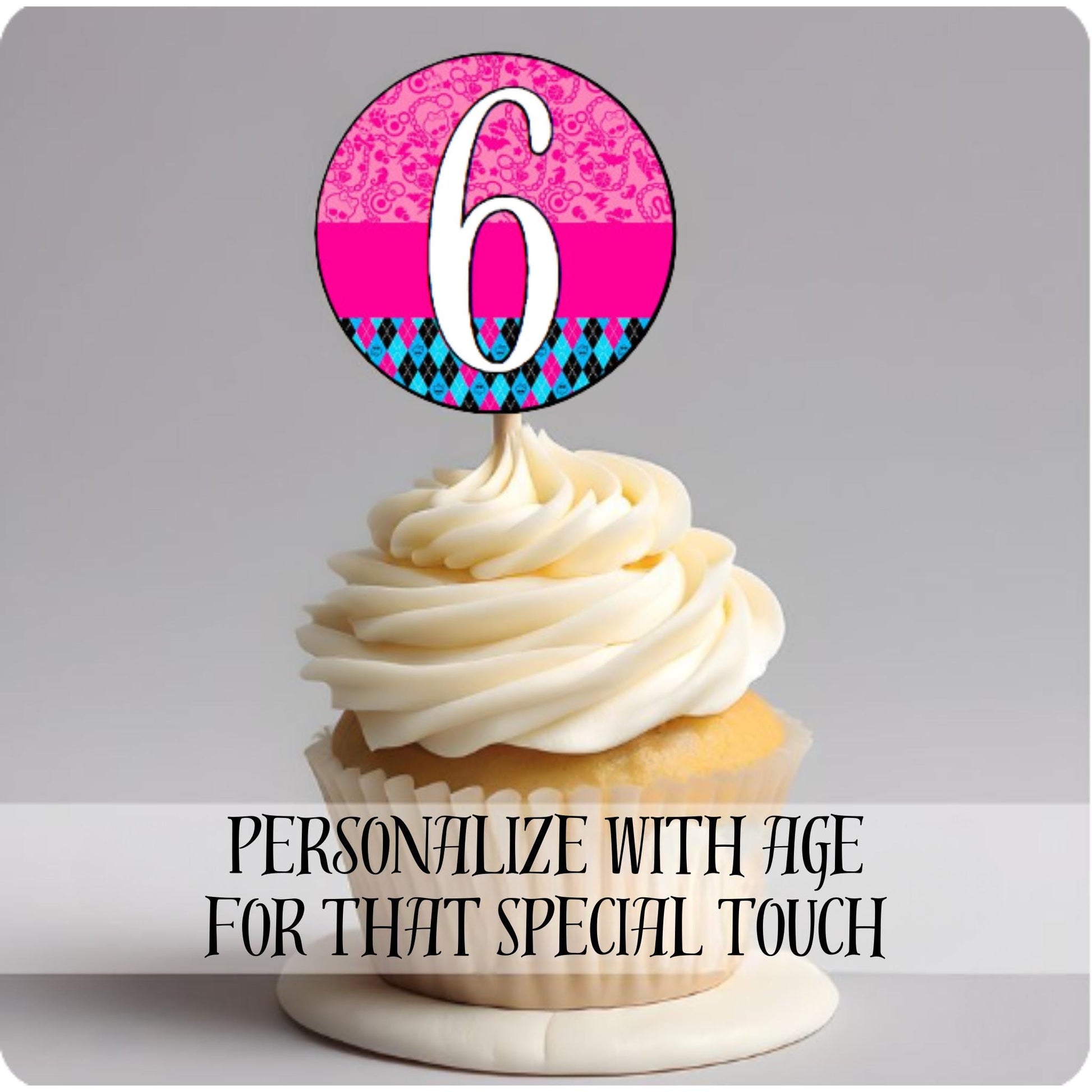 Personalized Monster High Cupcake Toppers, Custom Monster High Doll Theme Party Decor