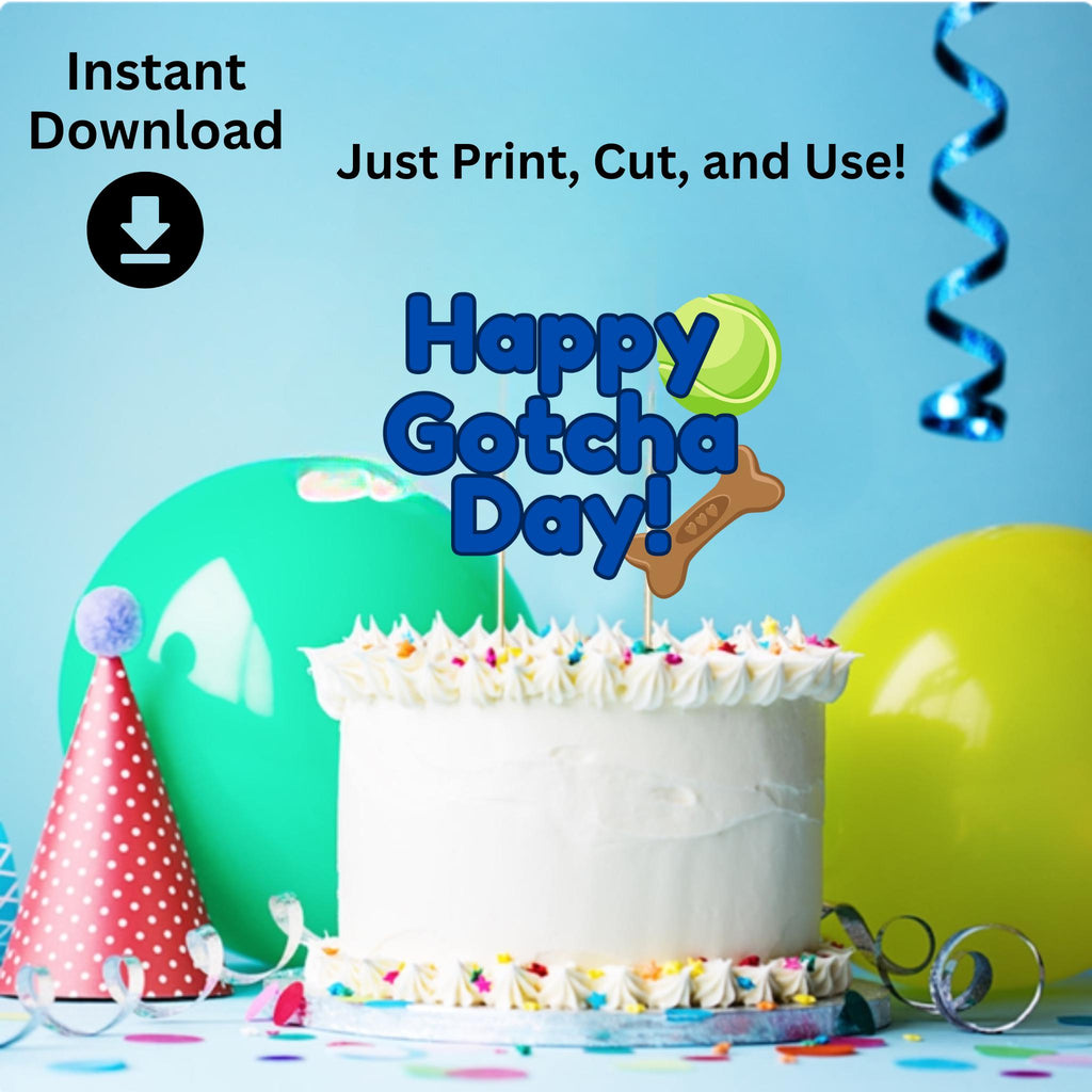 Dog Birthday Cake Topper, Dog Birthday Party, Pet Birthday Celebration, Dog Pawty, Birthday Cake for Dogs, Instant Gotcha Day Cake Topper