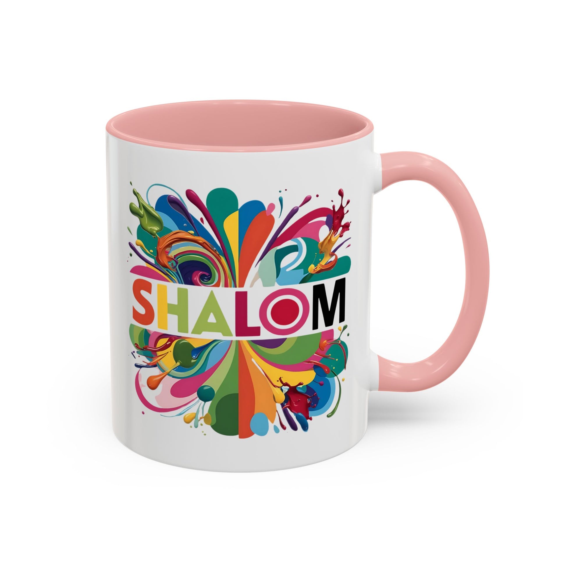 Paint Splatter Shalom Coffee Mug, Jewish Gift, Peaceful Hebrew Tea Cup, Colorful Ceramic Judaica, Hanukkah Kitchen Decor, Birthday Present