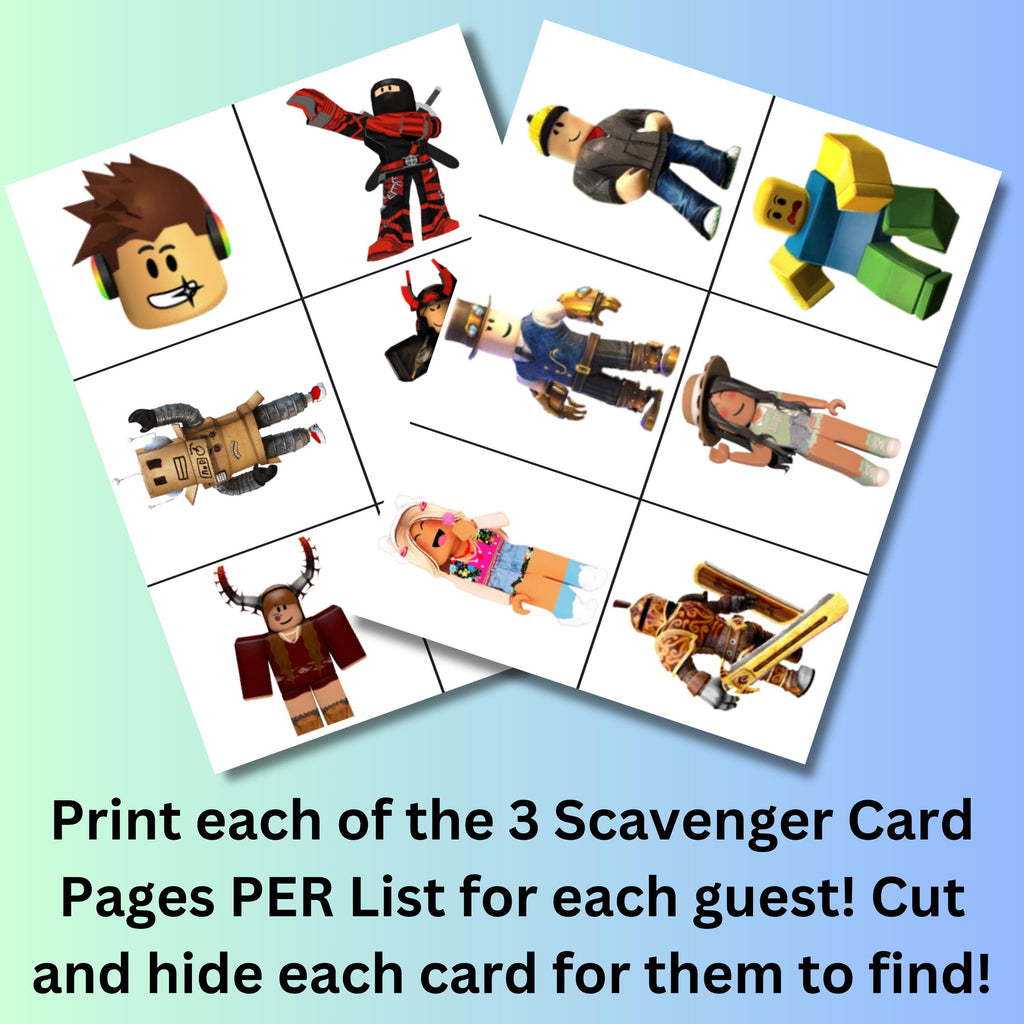 Roblox Inspired Scavenger Hunt Game, Printable Gamer Scavenger Hunt, Roblox Party, Roblox Inspired Treasure Hunt