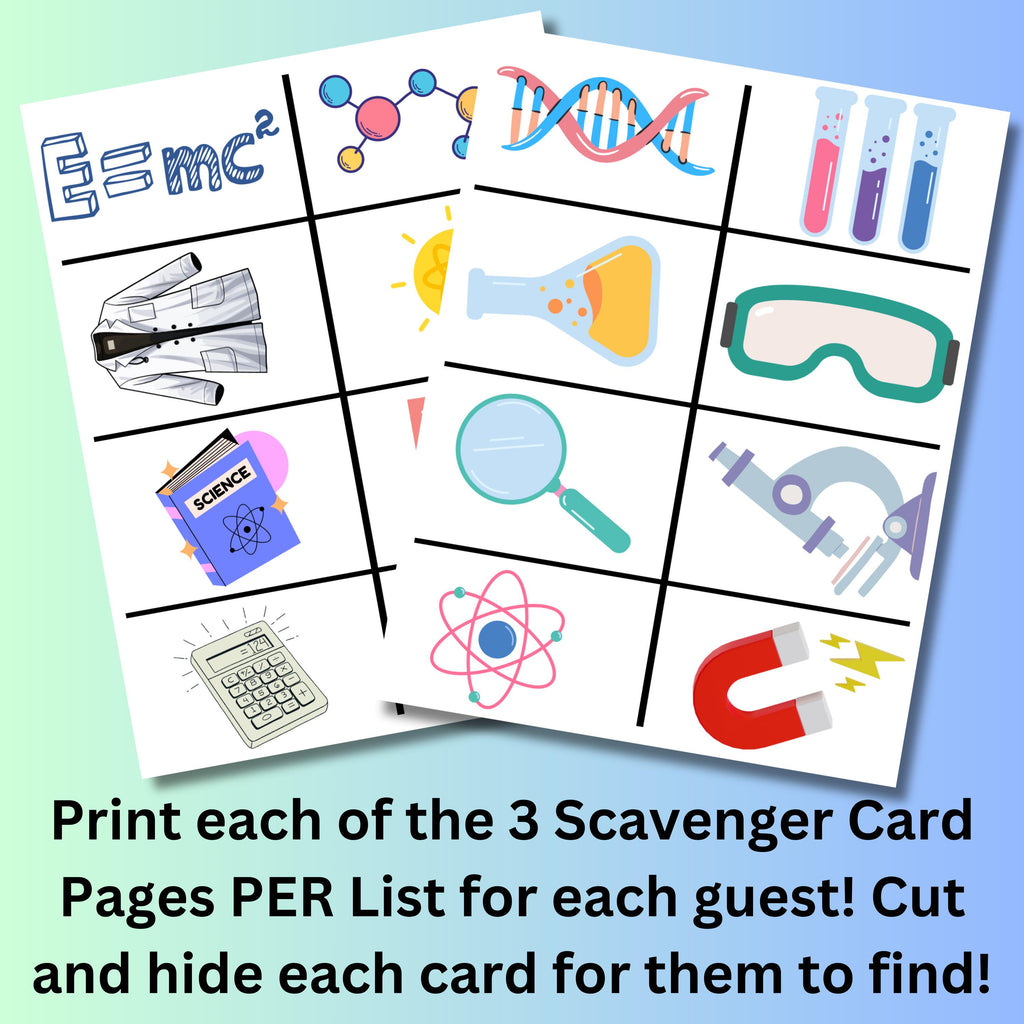 Science Theme Scavenger Hunt, Science Party Game, Slime Birthday, Printable Science Lab Party Game, STEM Party Activity, Instant Download