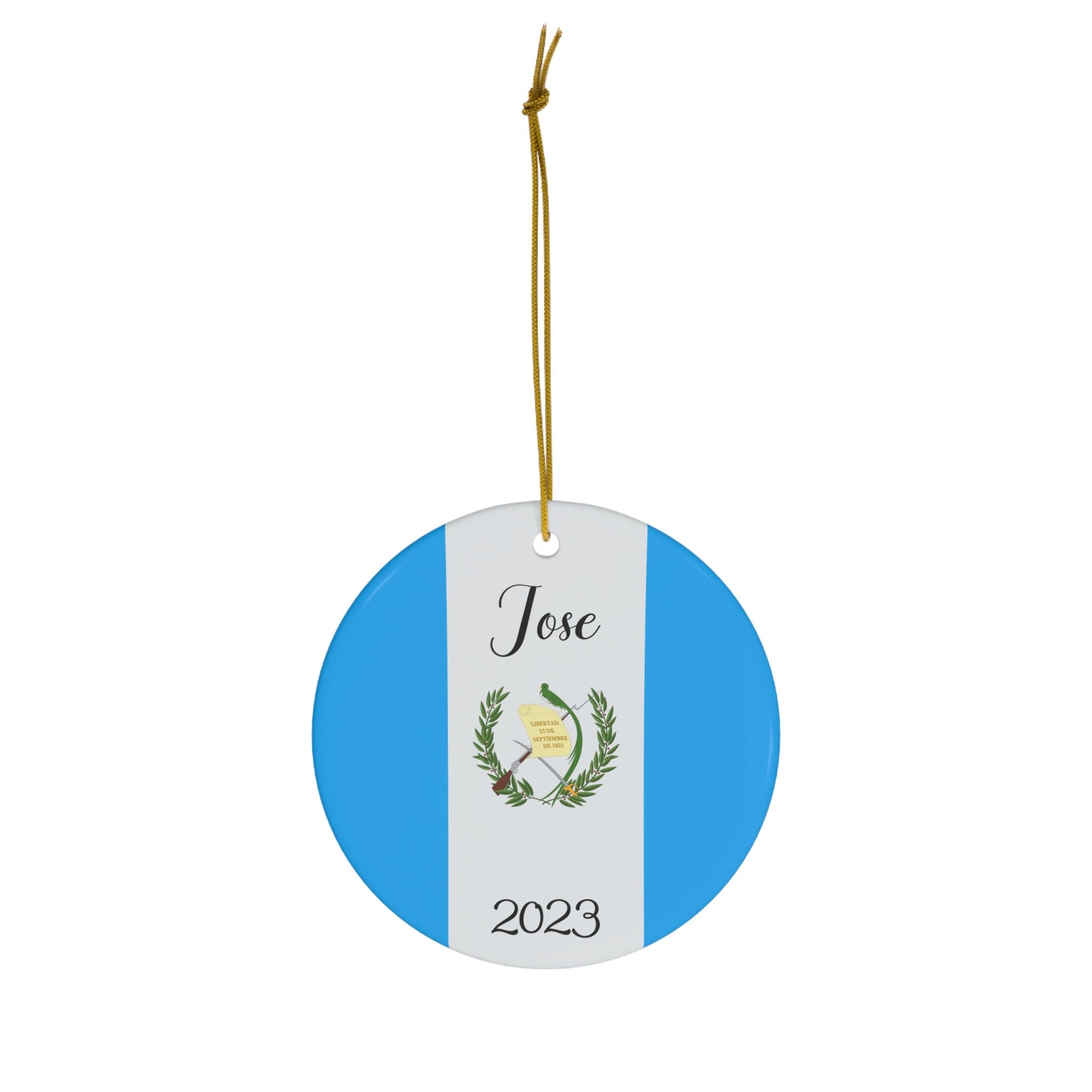 Personalized Guatemala Ceramic Ornament, Christmas Decor, Holiday Decor, Guatemalan Flag Print, Latin America, World Travel, Gift, Souvenir