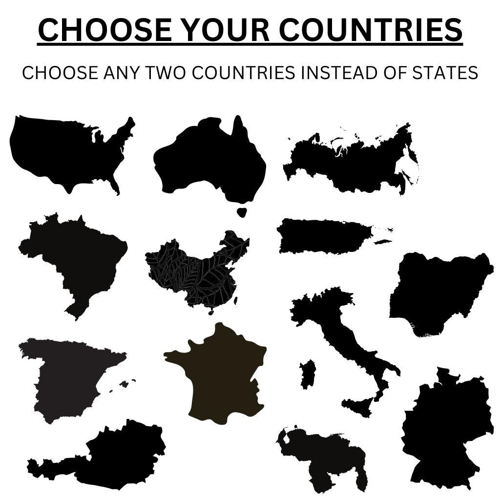 Long Distance Friend Ornament, Personalized Long Distance Gift For Best Friend, Any Two States or Countries, Great Friends Are Like Stars