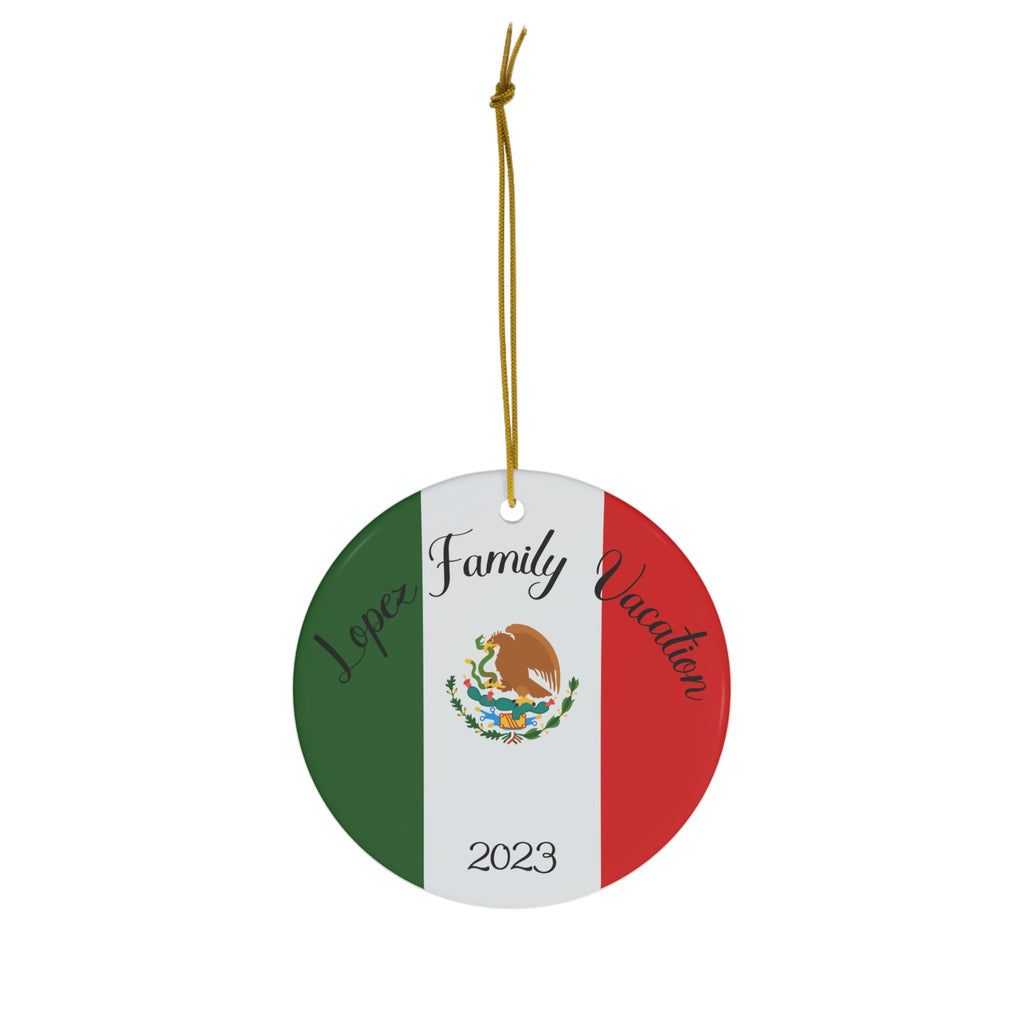 Personalized Mexico Ceramic Ornament, Christmas Decor, Holiday Decorations, Mexican Flag Print, Central America World Travel, Gift, Souvenir
