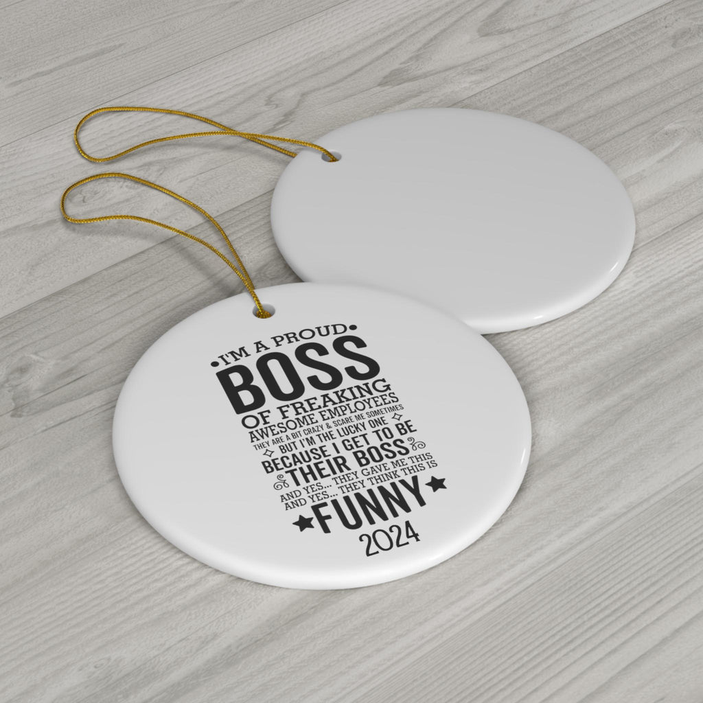 Custom Boss Christmas Ornament, Funny Sarcastic Boss Holiday Gift, Proud Boss Awesome Employees, Funny gift for Boss, Manager Appreciation