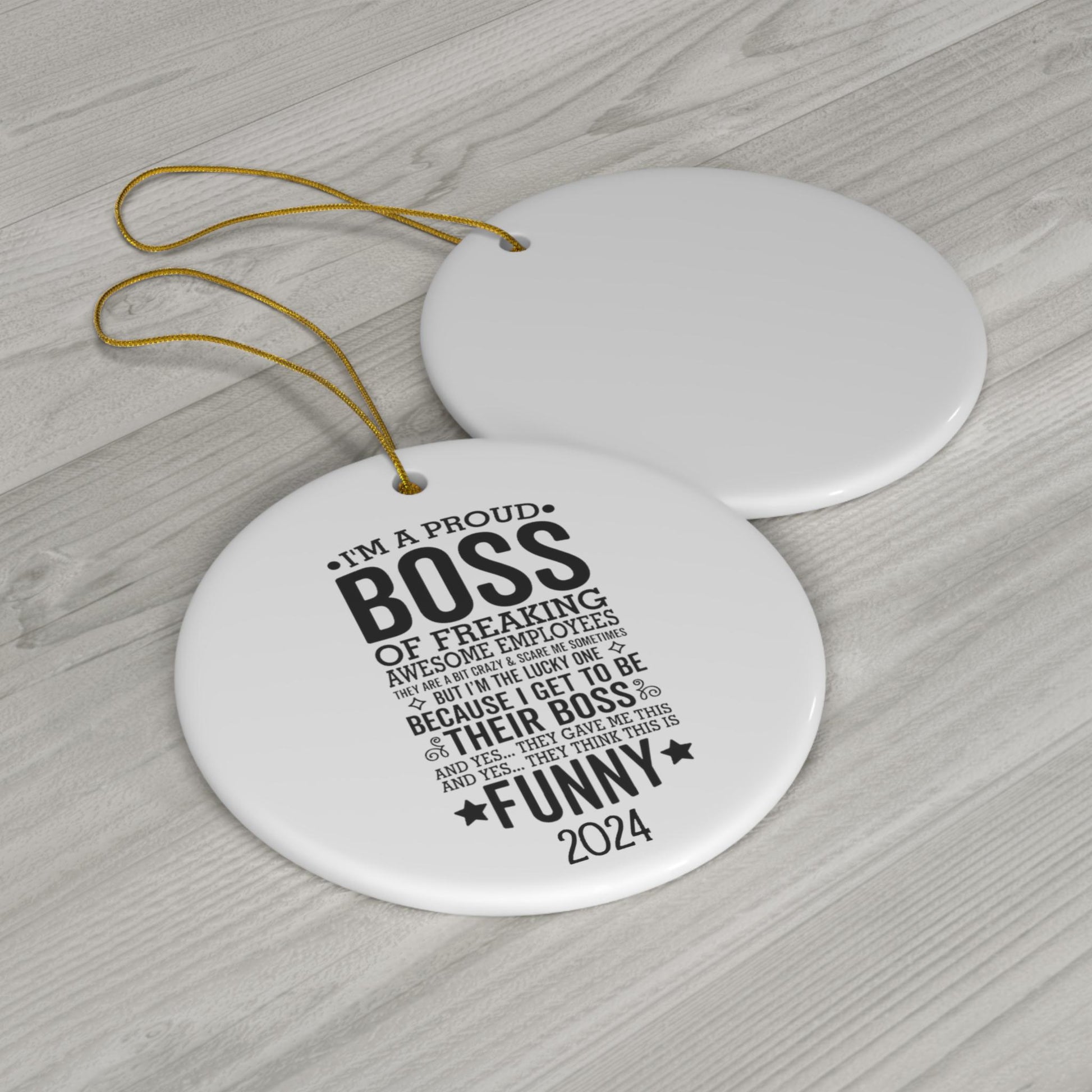 Custom Boss Christmas Ornament, Funny Sarcastic Boss Holiday Gift, Proud Boss Awesome Employees, Funny gift for Boss, Manager Appreciation