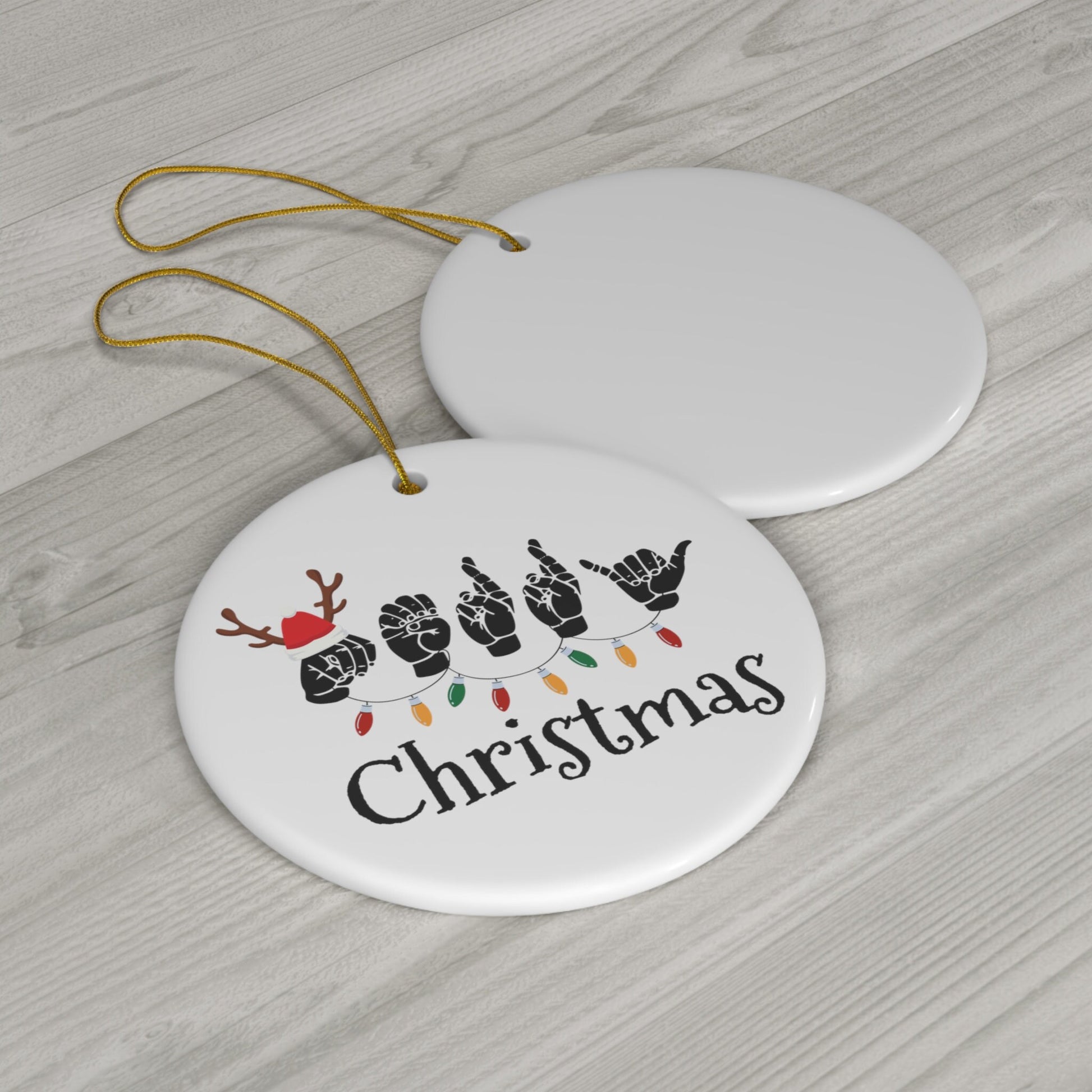 Sign Language Merry Xmas Ornament, ASL Ornament, Unique Ornament, Sign Language Ornament, ASL Gift, Deaf Pride, Hand Sign,ASL Christmas Gift