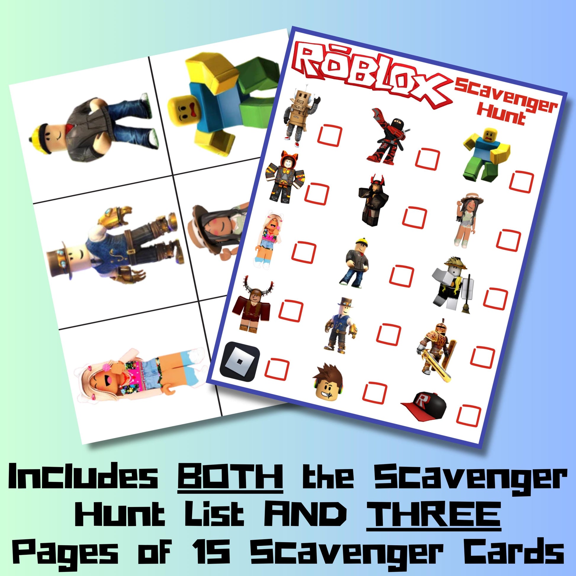 Roblox Inspired Scavenger Hunt Game, Printable Gamer Scavenger Hunt, Roblox Party, Roblox Inspired Treasure Hunt